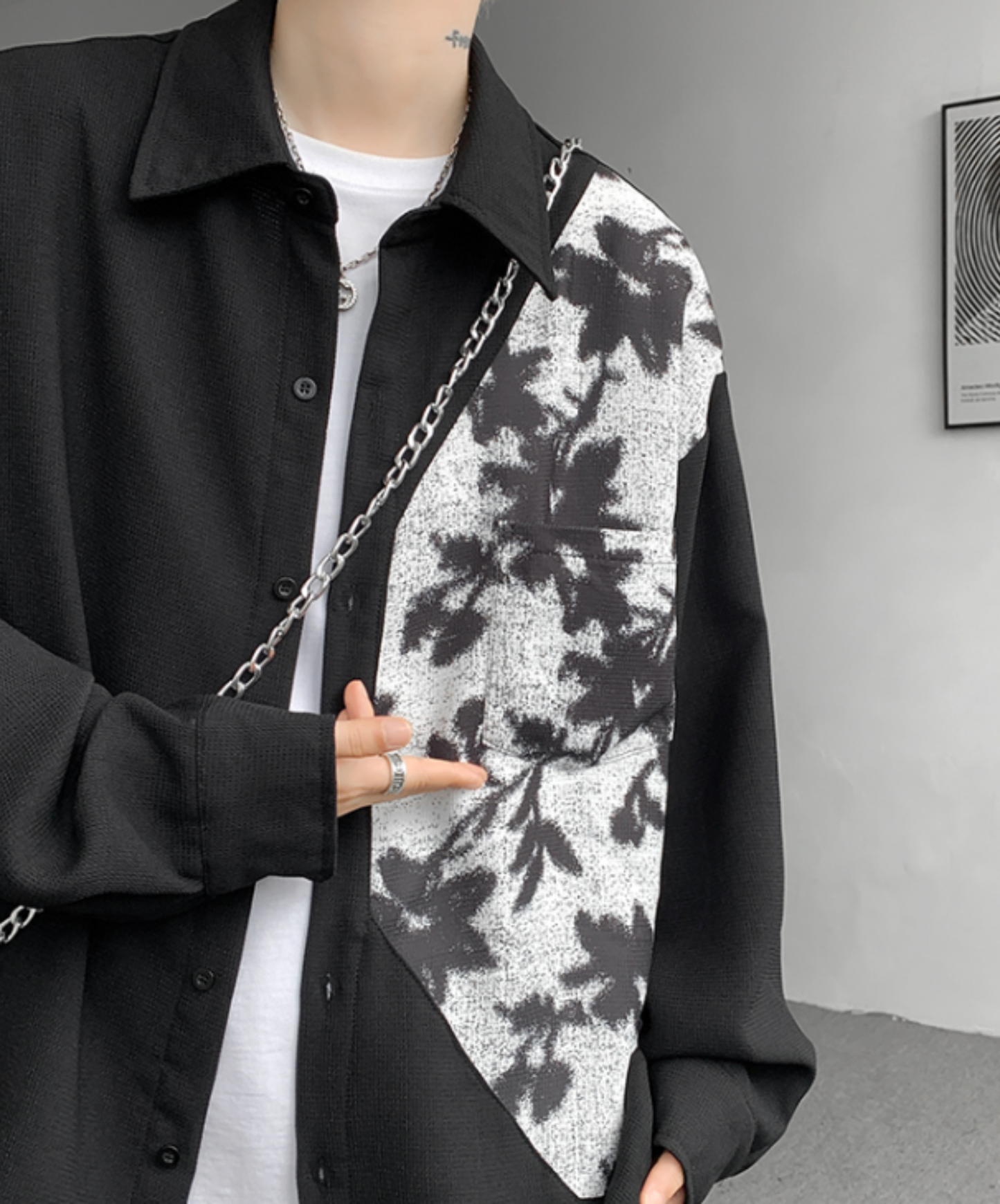 autumn motif silhouette shirt EN2399