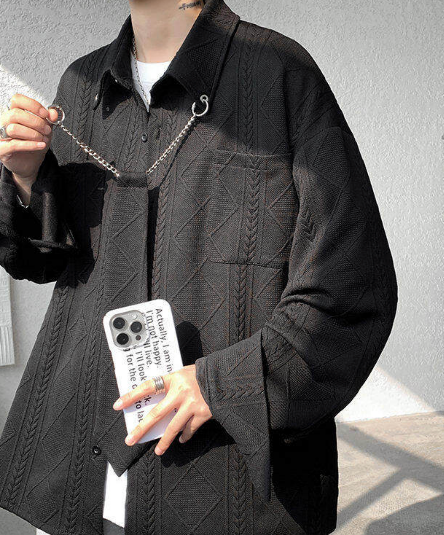 aran-style jacquard shirt EN2745