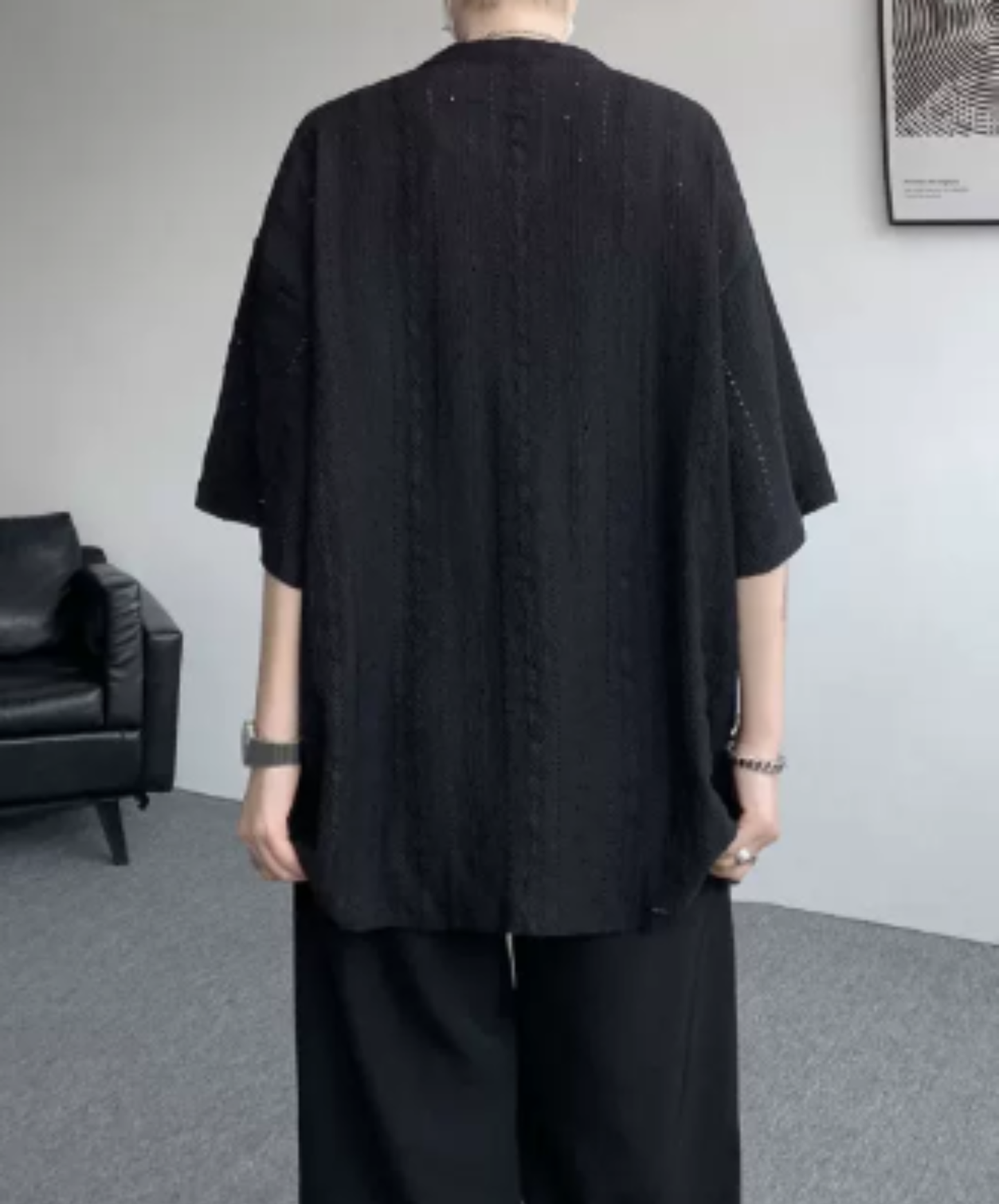 lightweight jacquard v-neck t-shirt EN2975