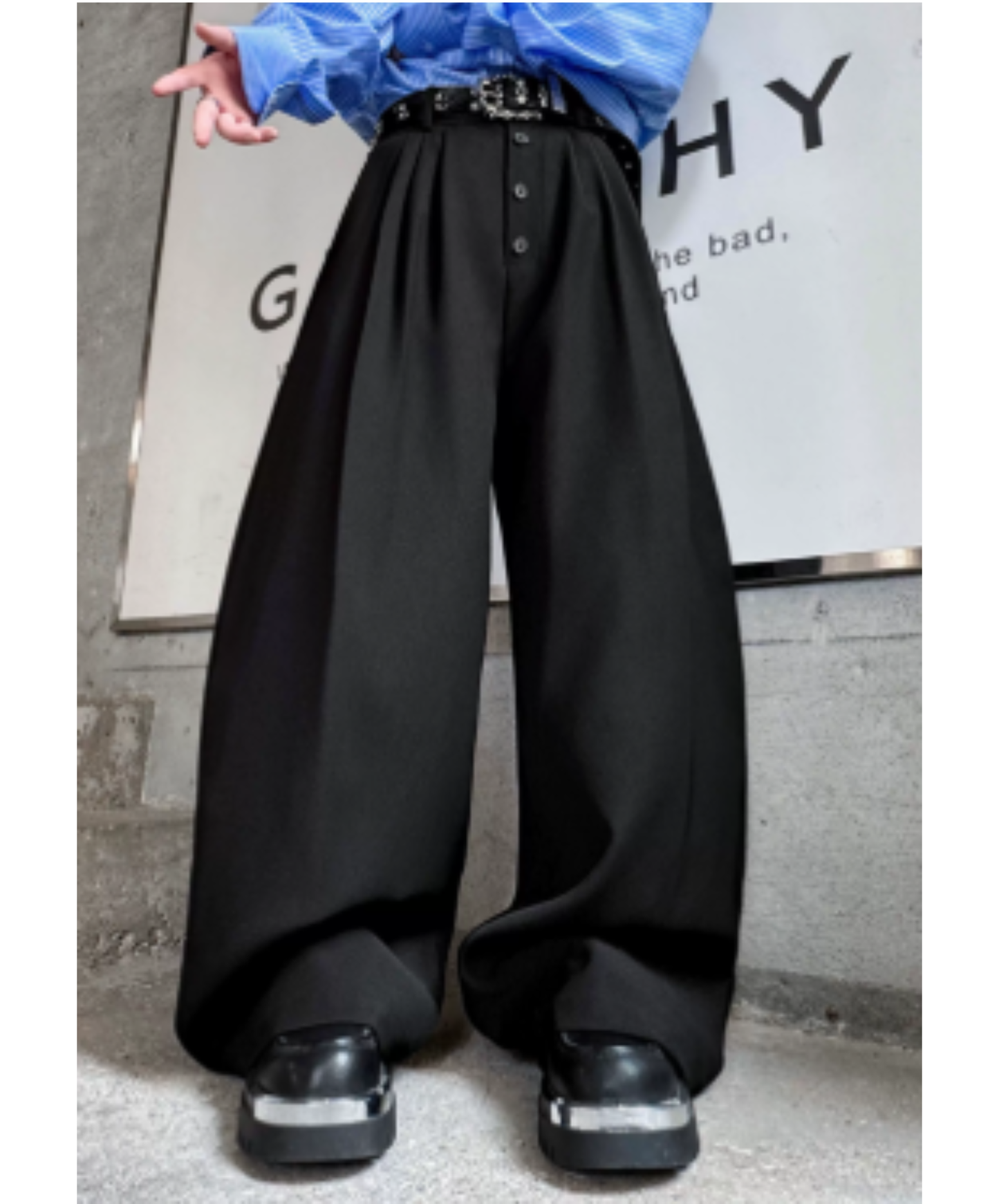 casual curve line wide pants EN2912