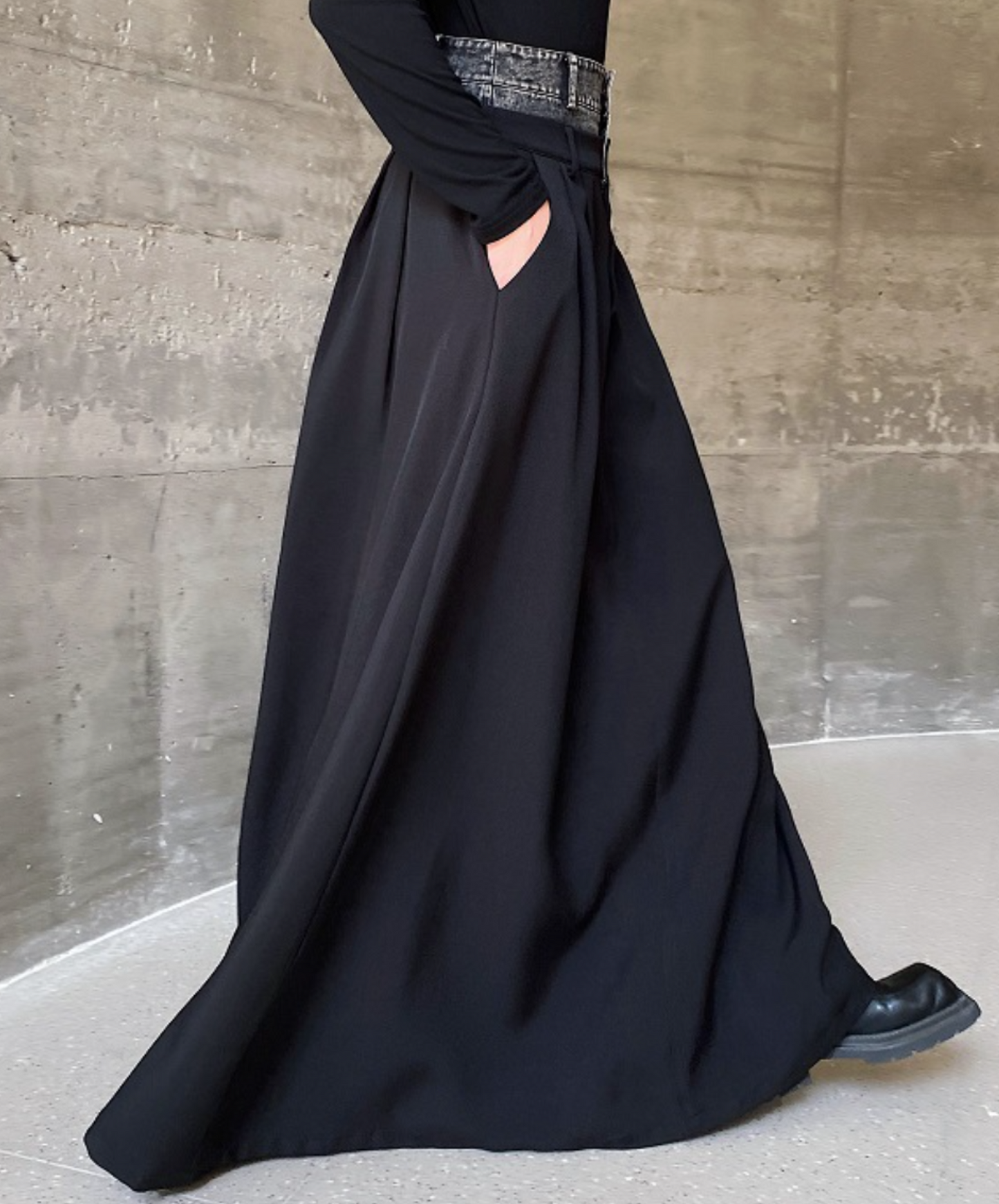 dark double waist long skirt EN1519