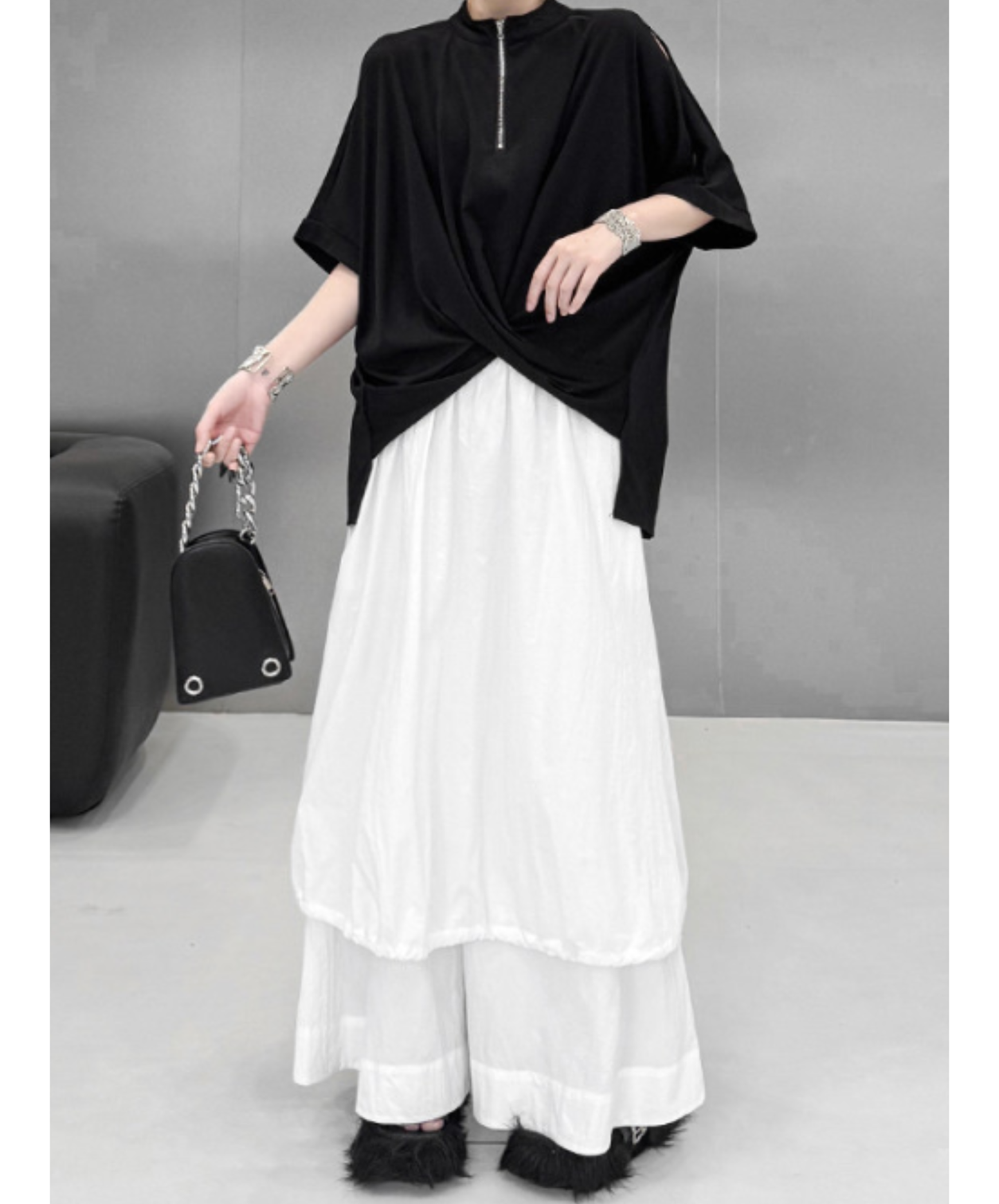crossover hem zip t-shirt EN2891
