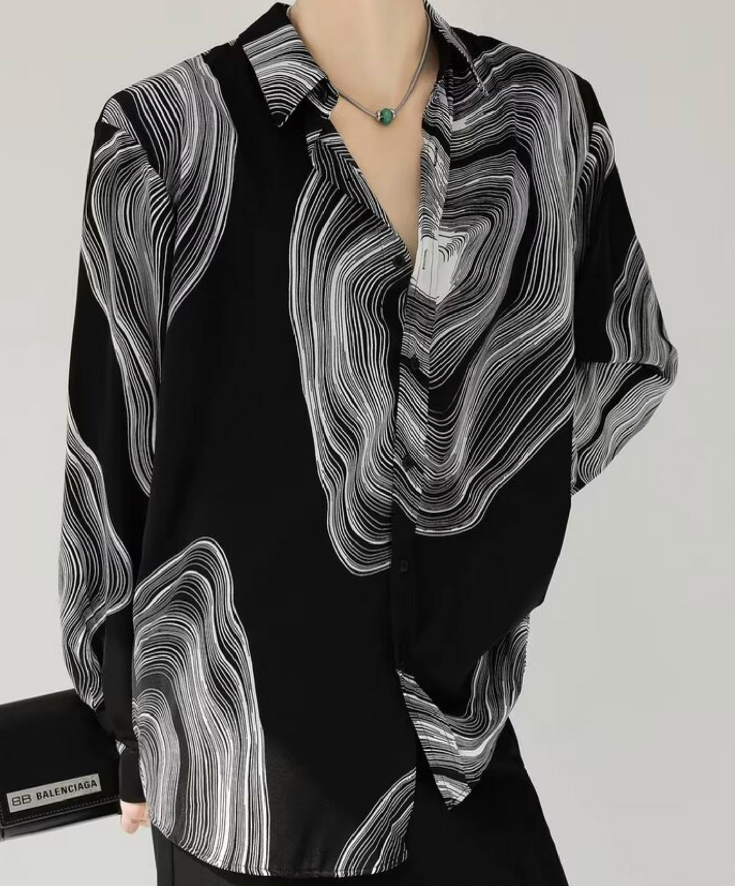 dark tree ring motif shirt EN2407