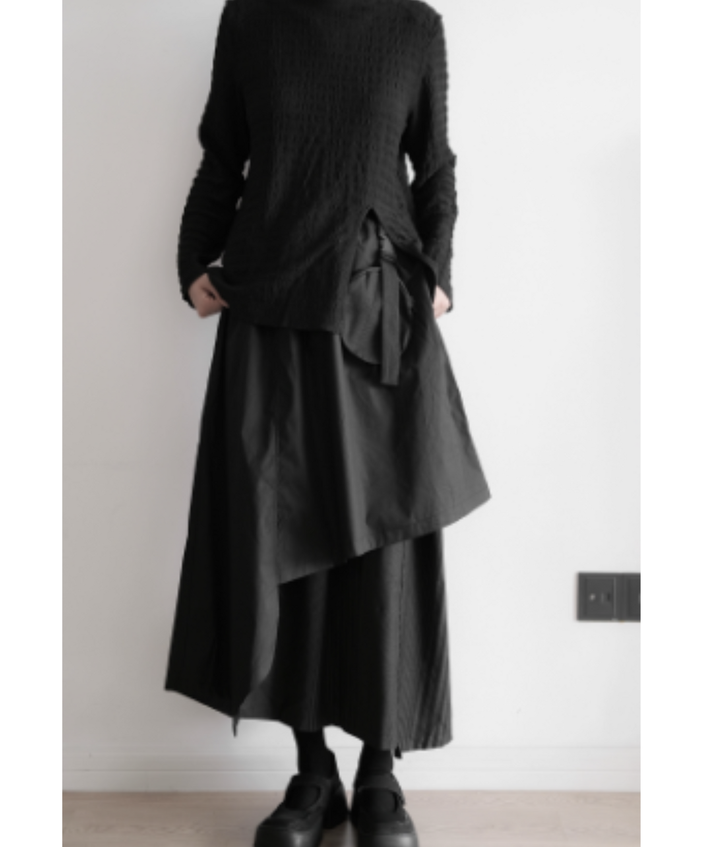dark irregular asymmetric layered skirt EN1170