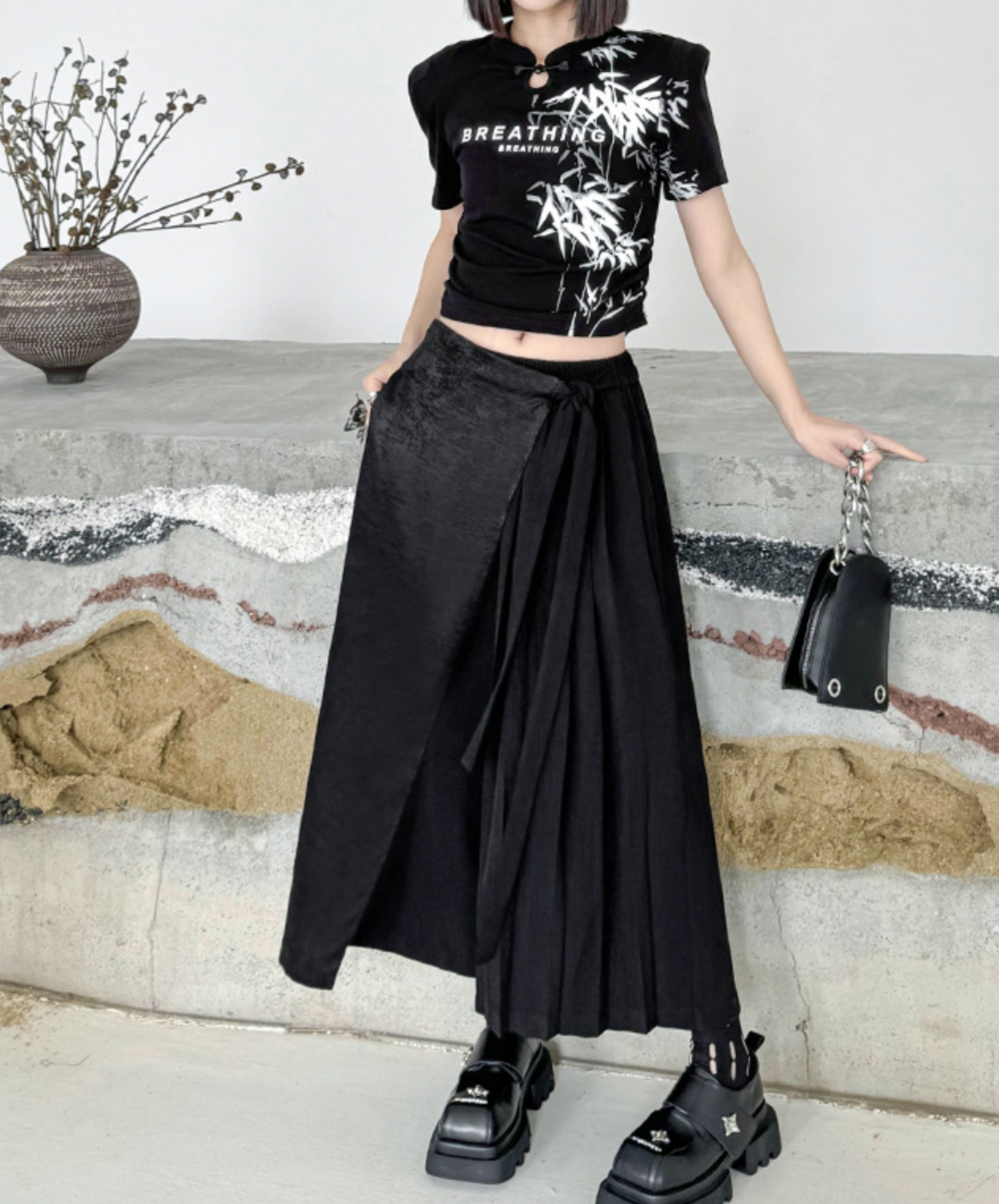 pleated long hakama pants EN1708