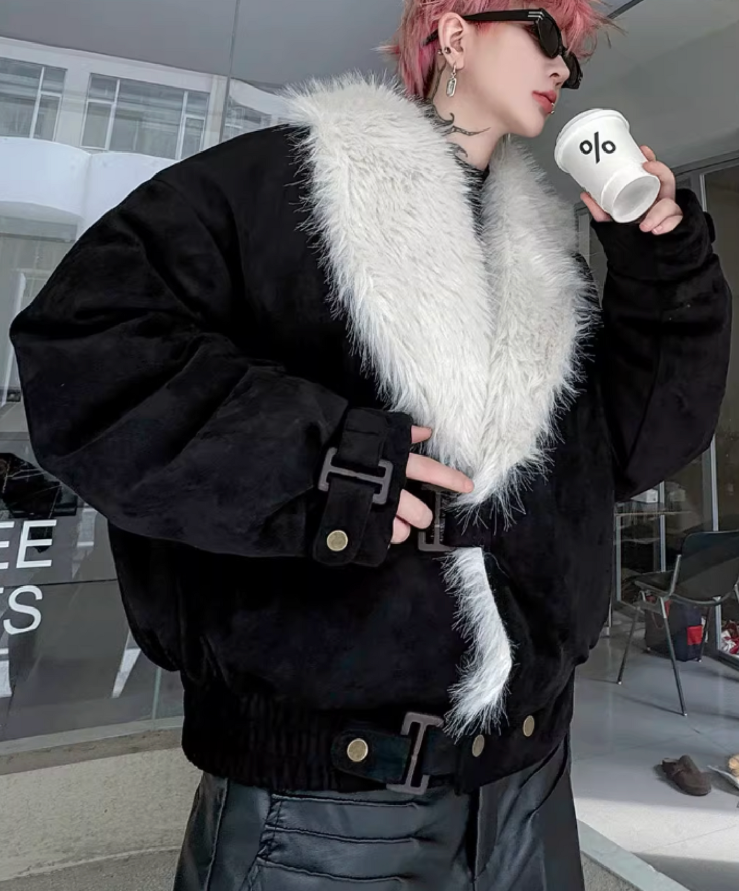 fleece-lined faux fur jacket EN2586