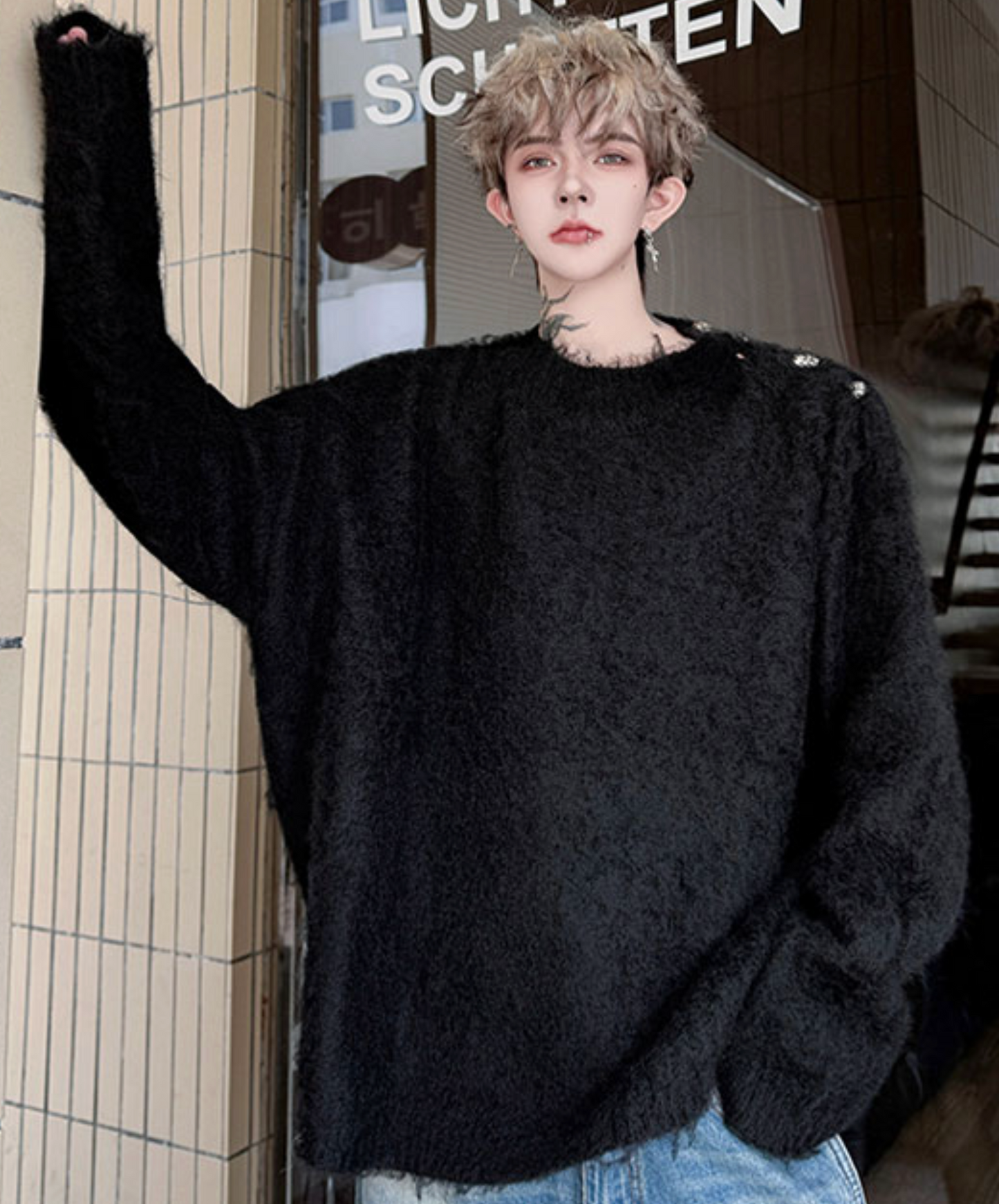 brushed knit pullover sweater EN2458