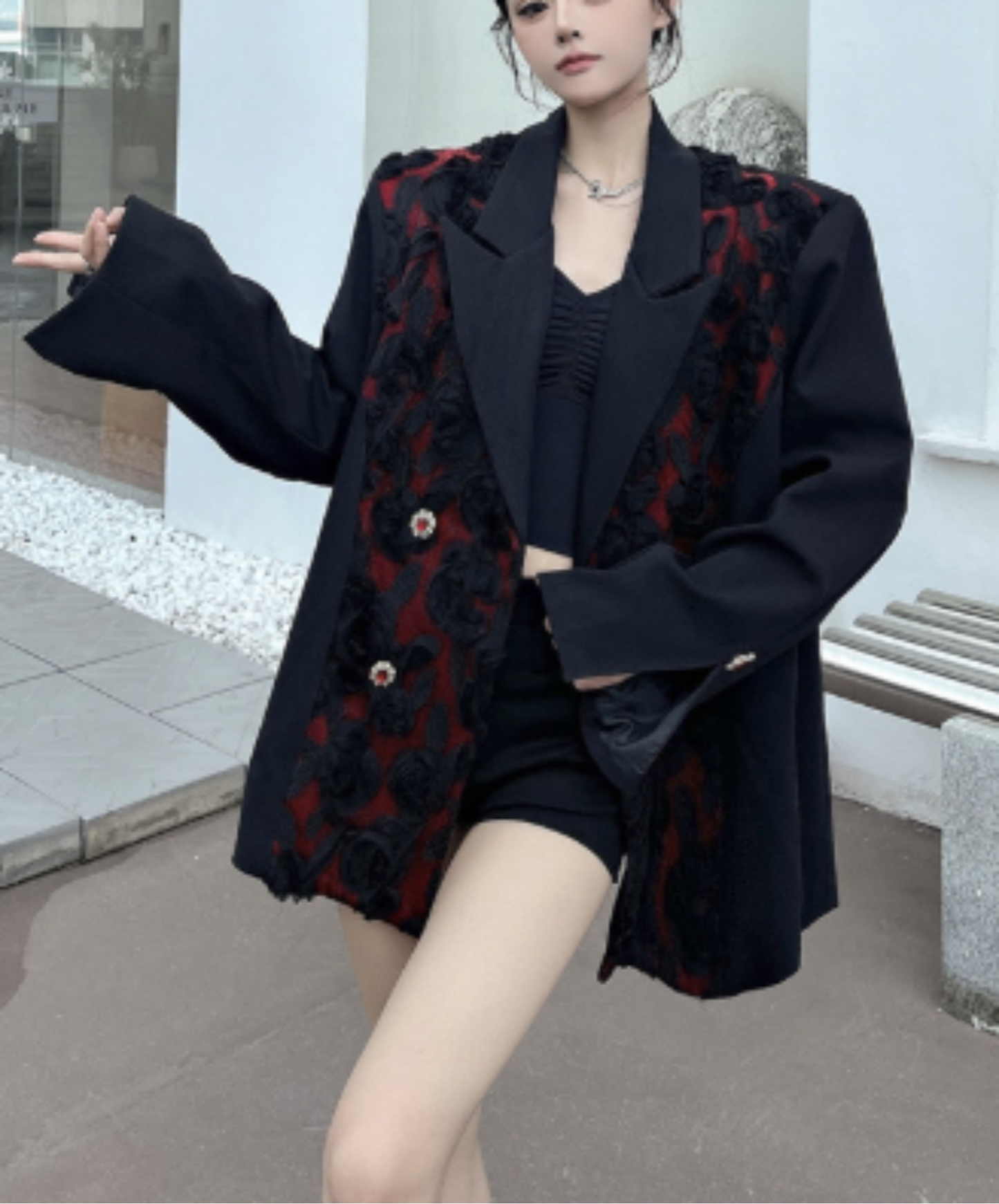 elegant rose motif jacket EN3092