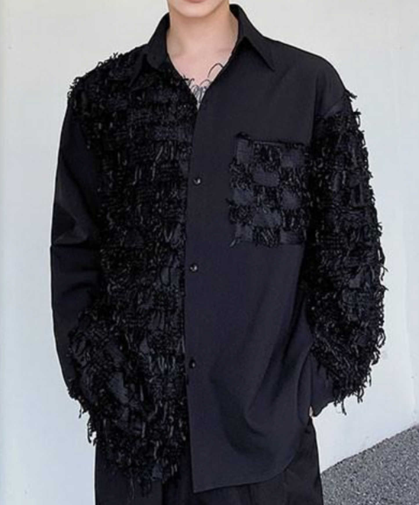 dark fringe pattern mix shirt EN1995