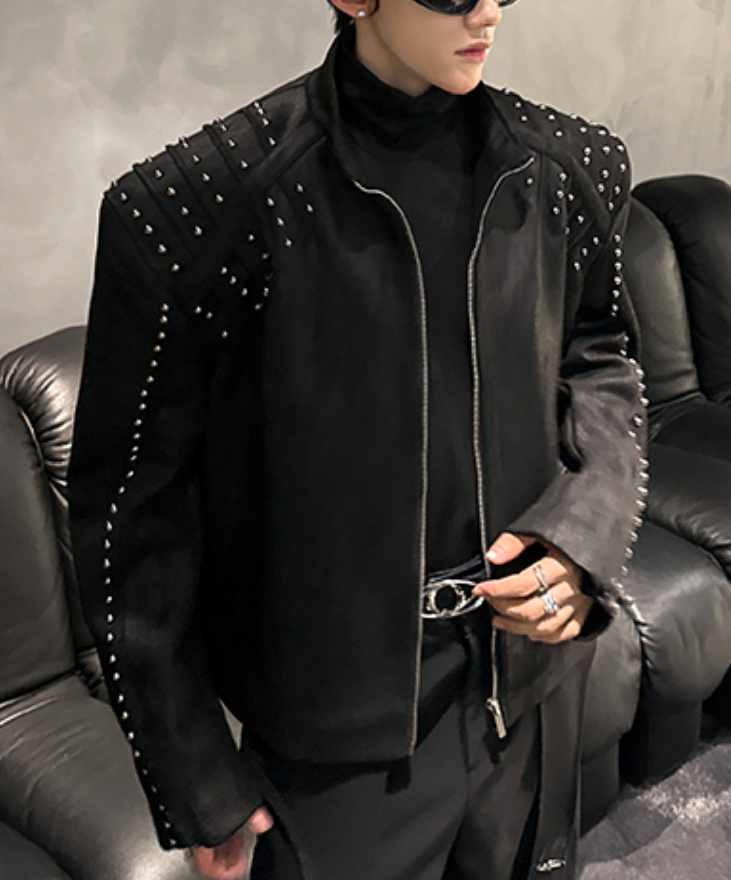 metal stud embellished shorts jacket EN2505