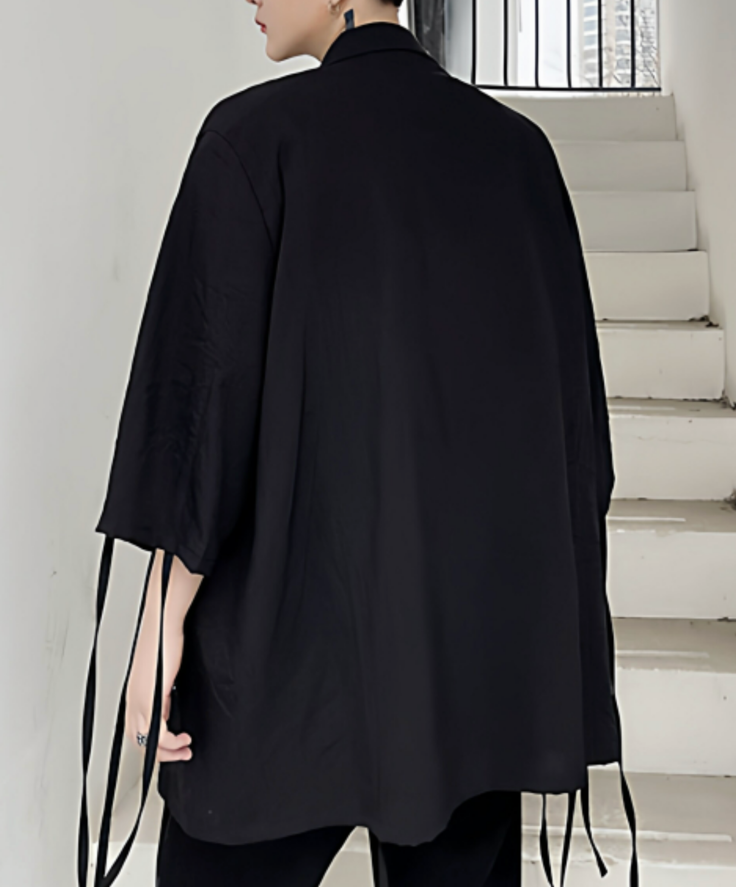 dark asymmetrical drawing process jacket EN2748