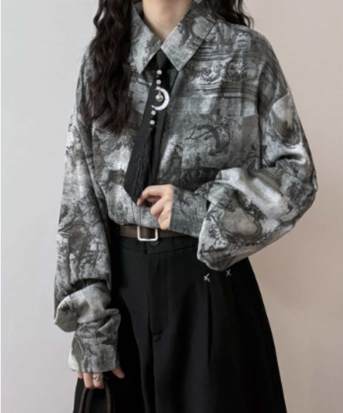 【style108】dark mode outfit set EN3137（gilet + shirt + pants set）