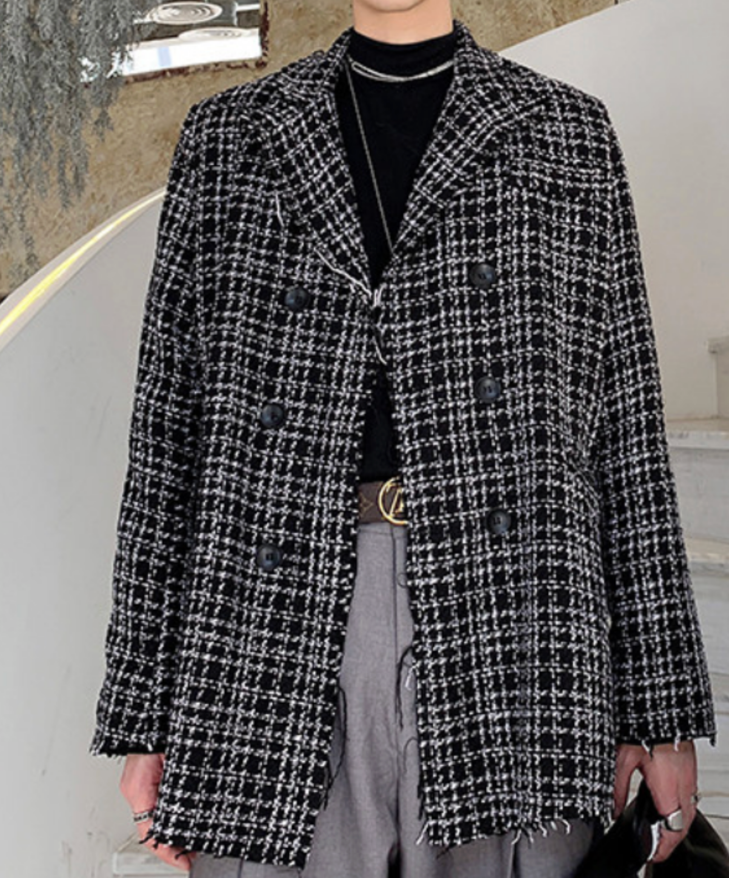 korean retro frayed edge design jacket EN2685