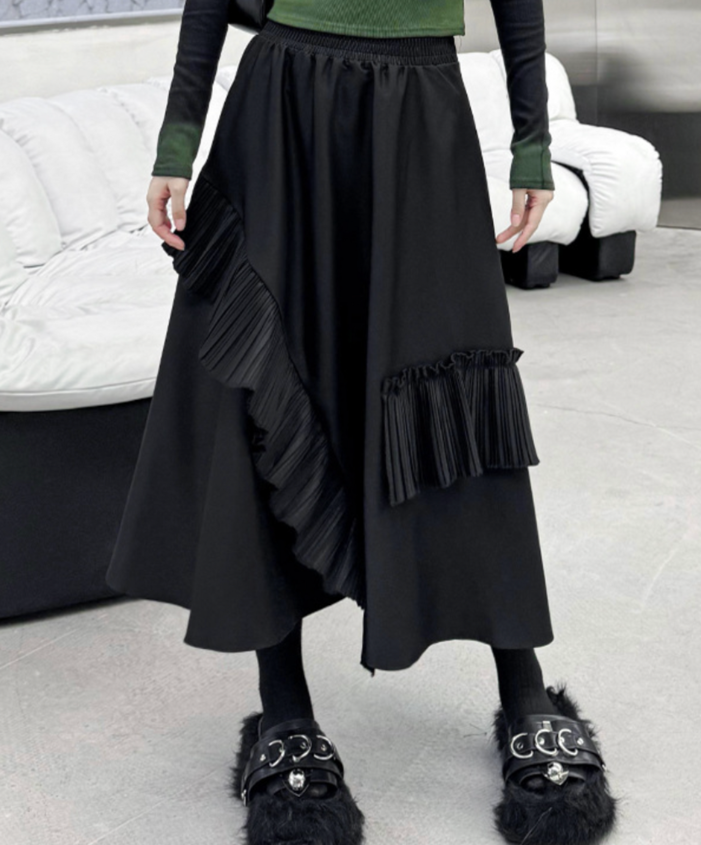 pleated ruffle decoration skirt EN2334