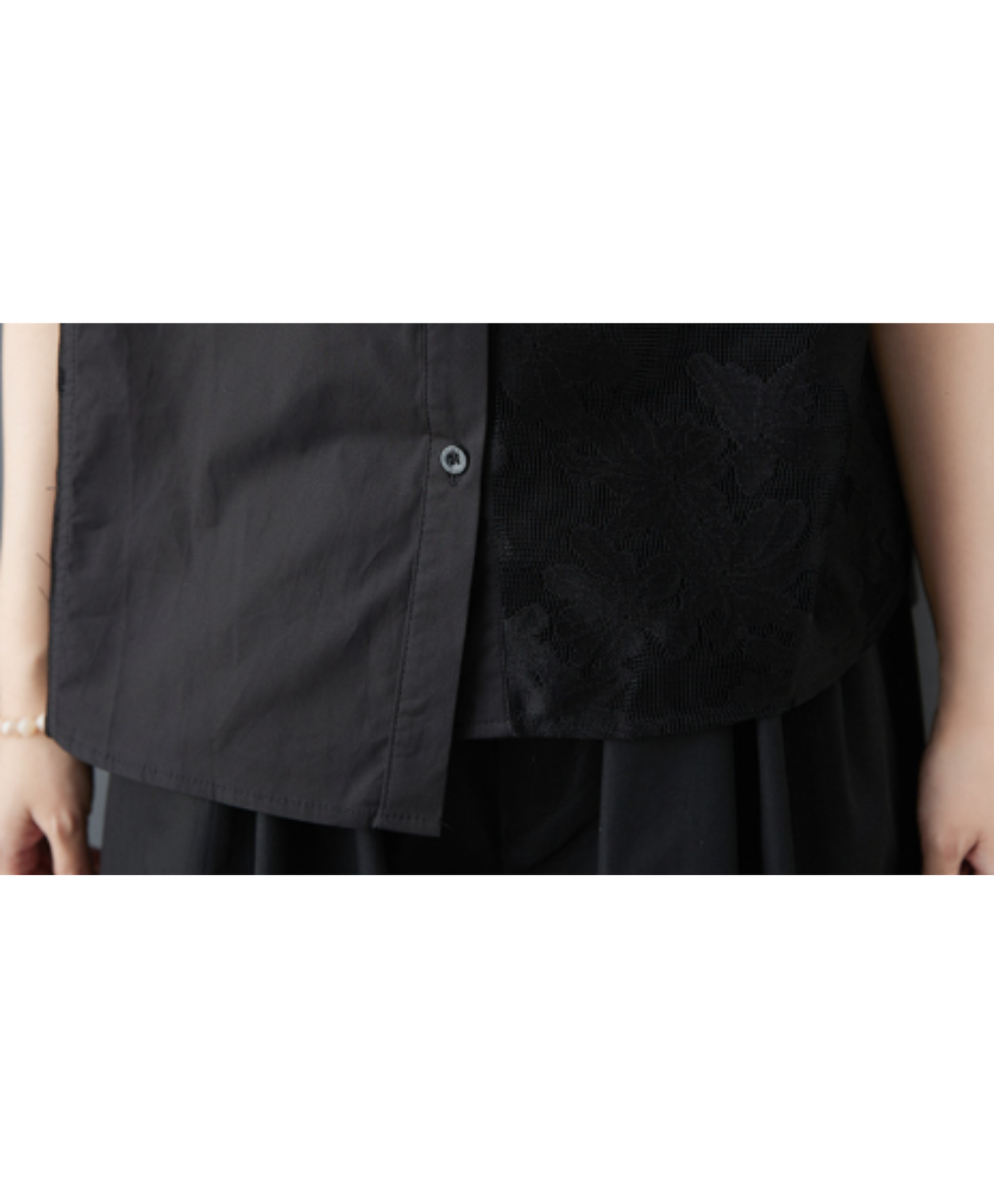openwork patchwork sheer shirt EN2978