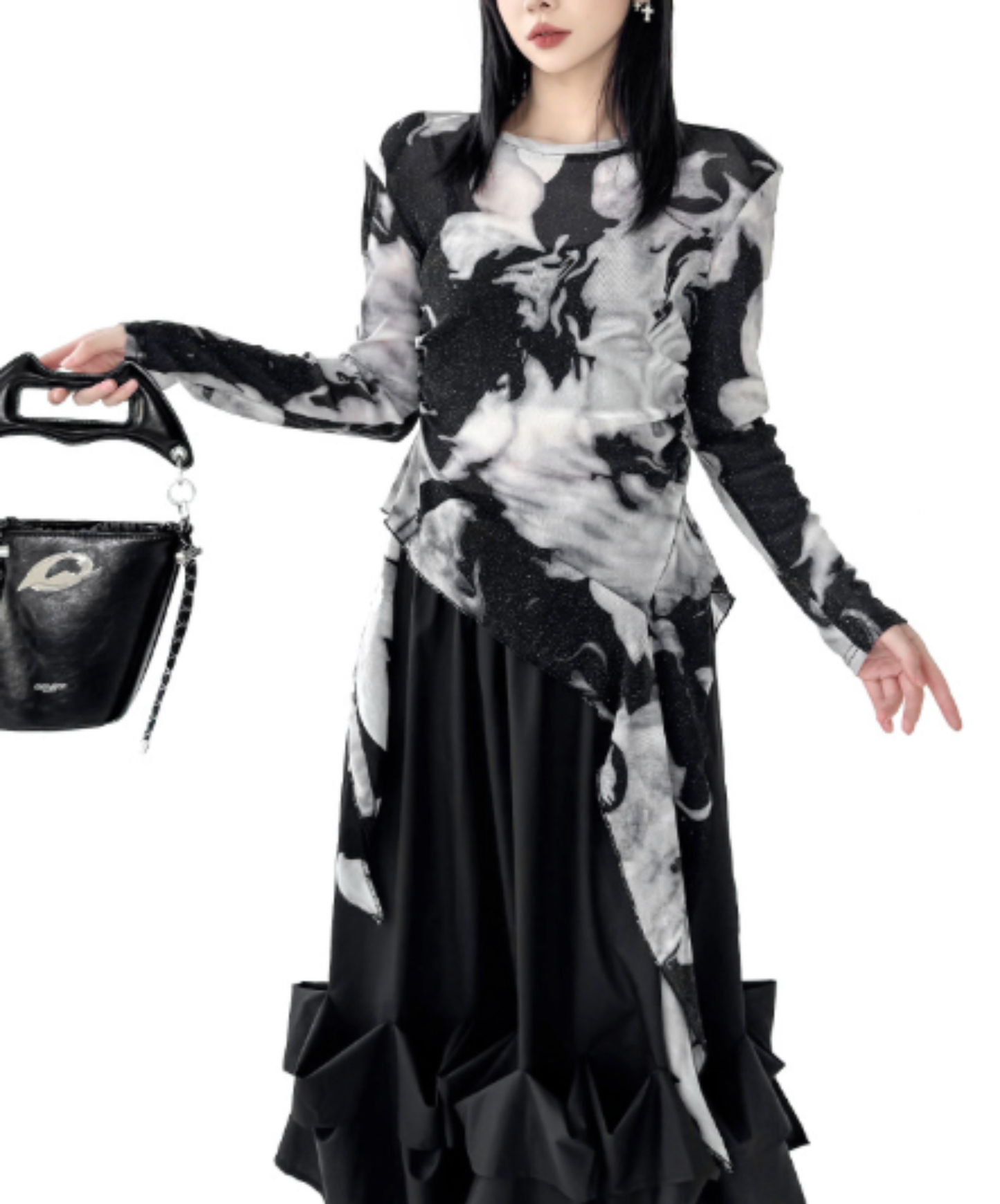 tie-dye mesh with an irregular design t-shirt EN3083