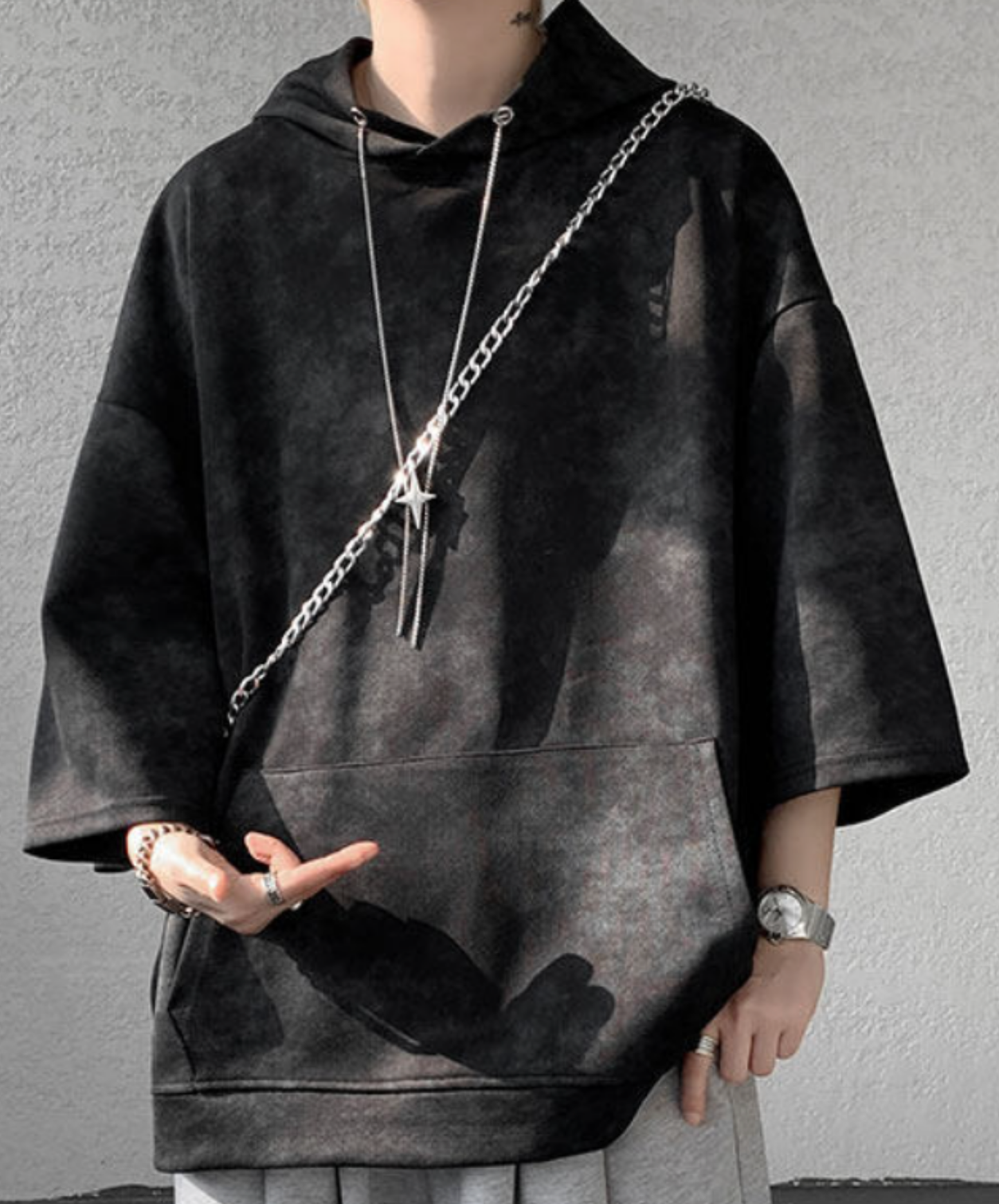 star motif neck strap hoodie EN2845