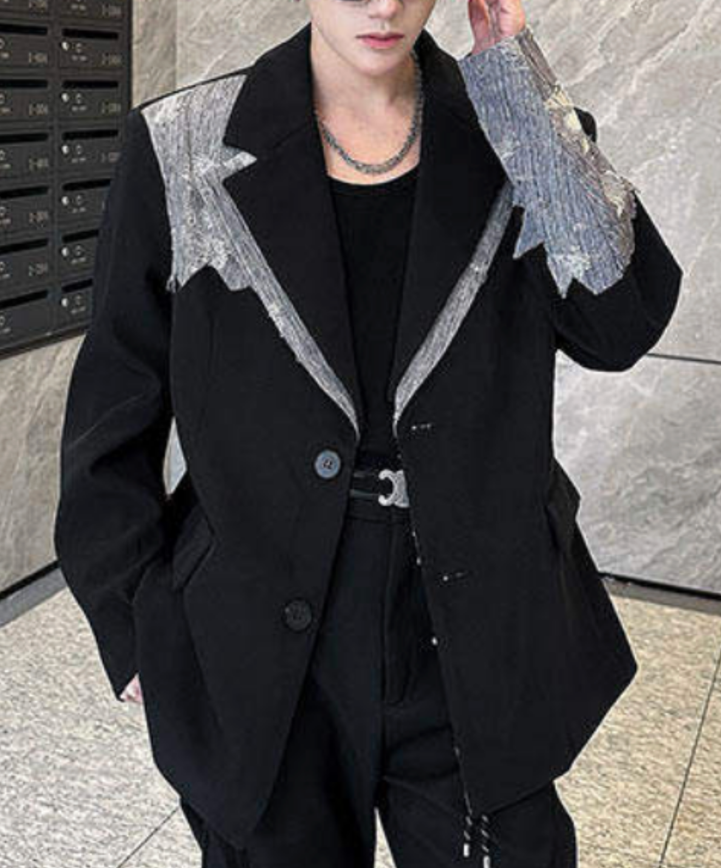 stylish lace trim jacket EN2689