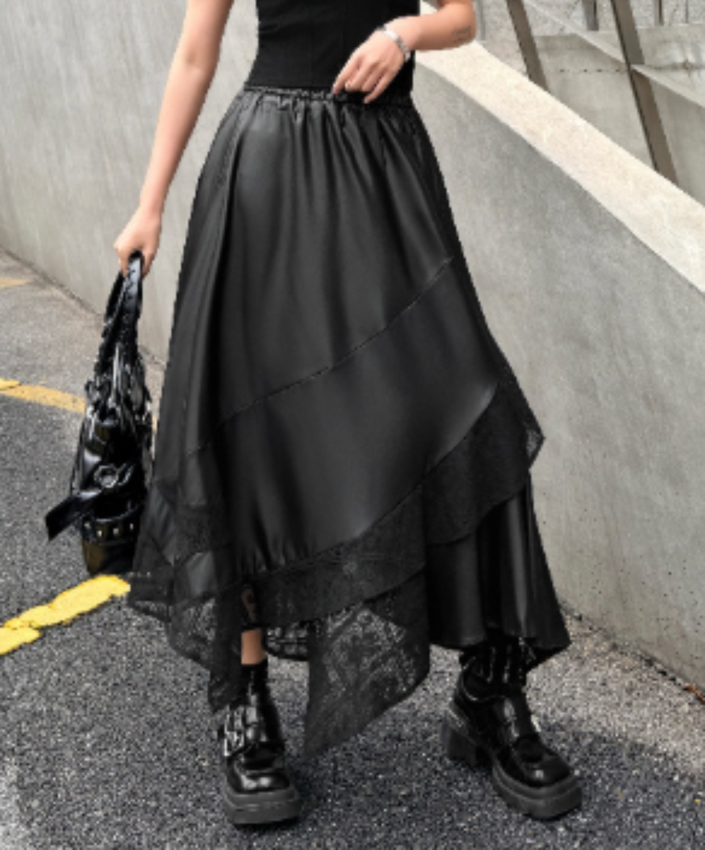 Irregular patchwork midi skirt EN2954