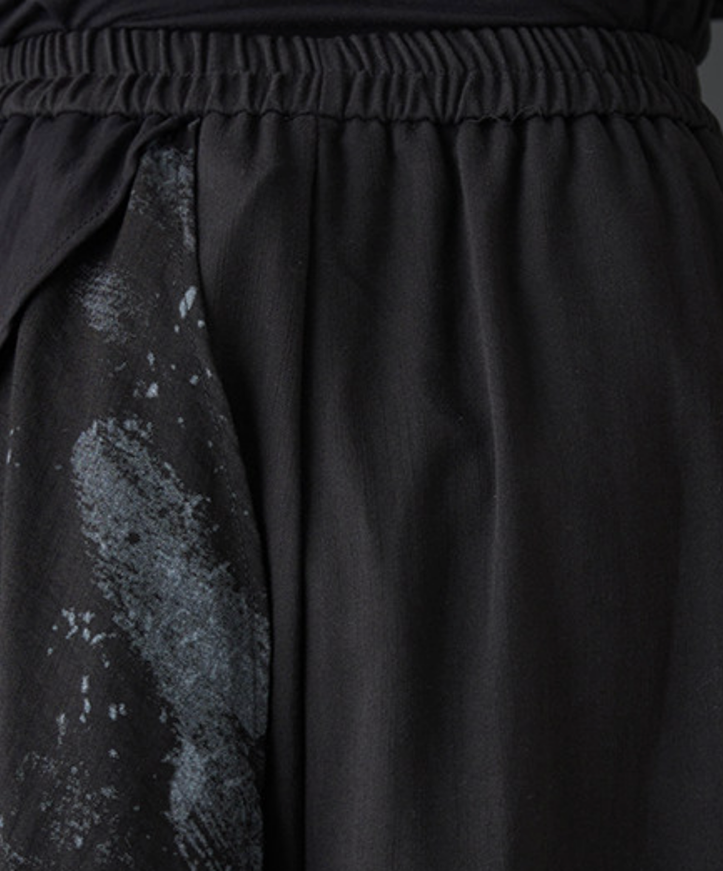 dark printed patchwork asymmetric wide pants EN2735