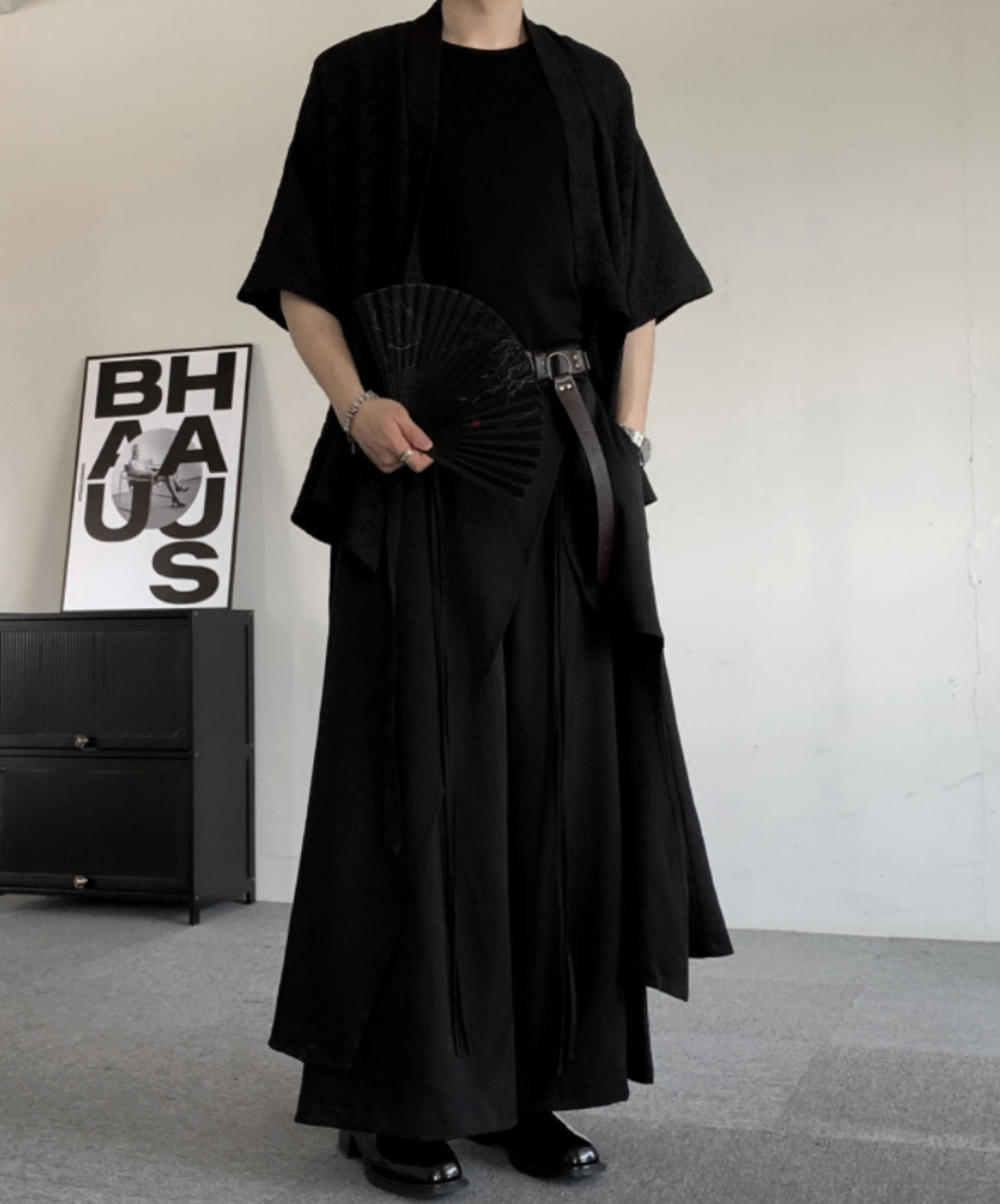 dark chinese style irregular design pants EN2663