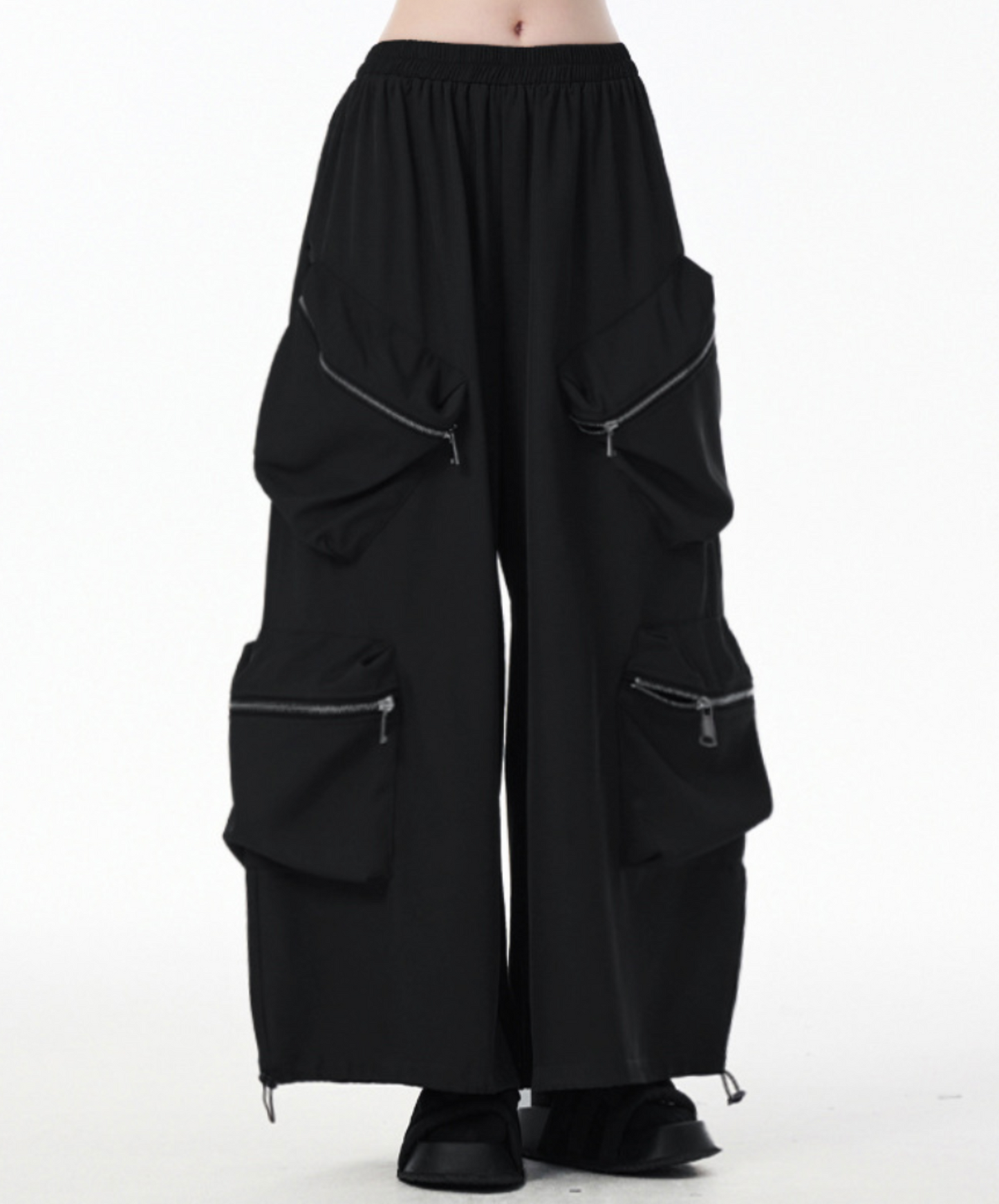 3d zipper pockets wide pants EN2336