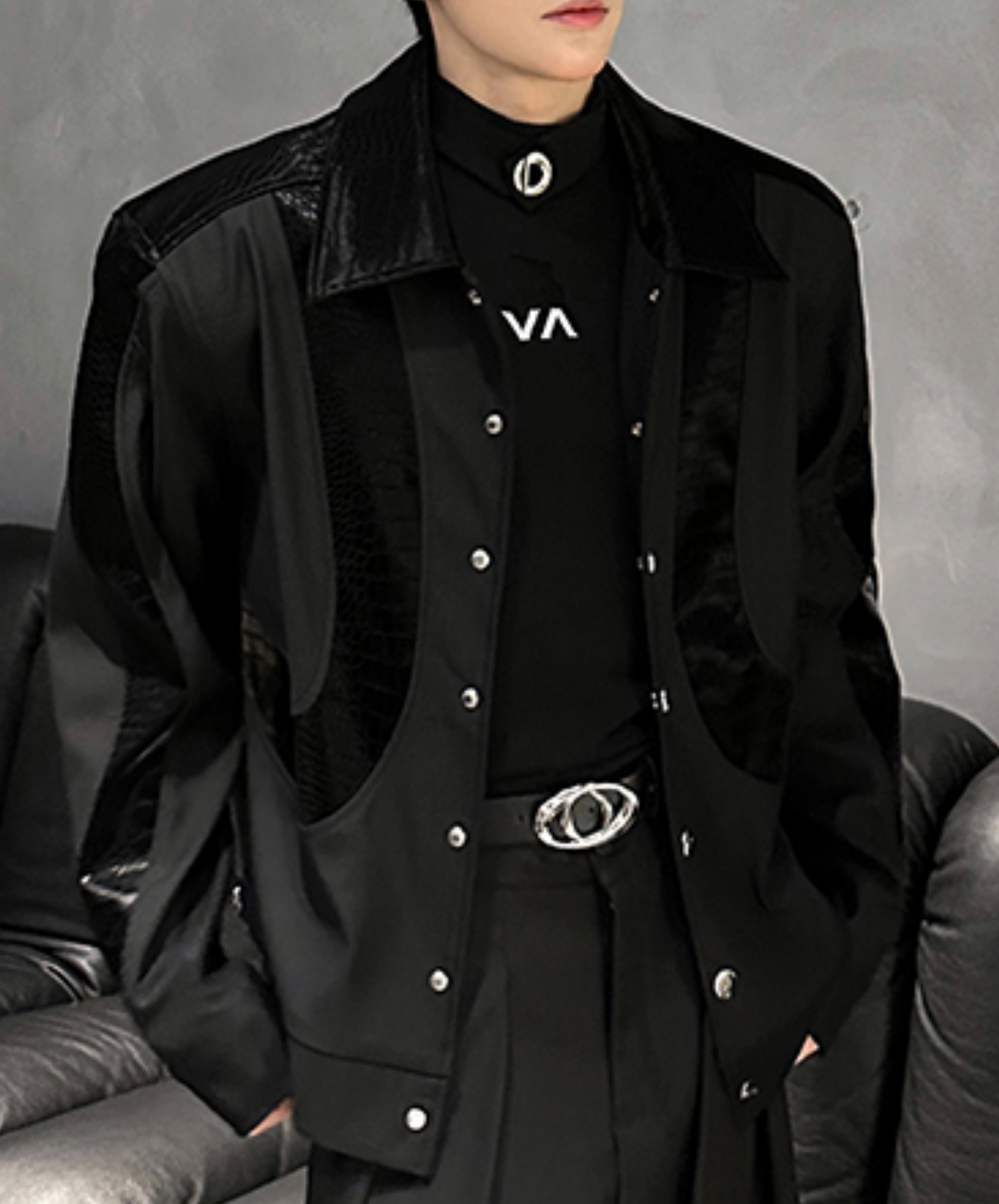 retro pu snakeskin pattern jacket EN2494