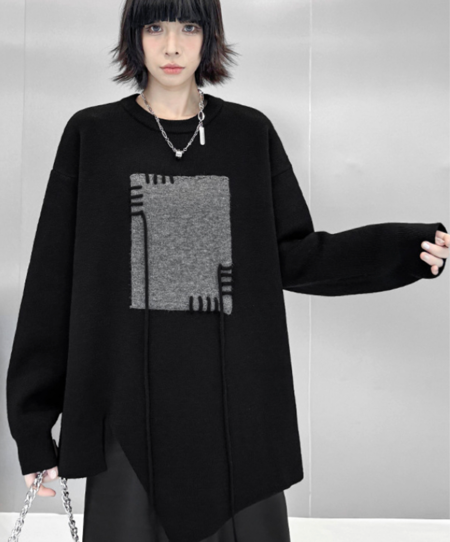 jacquard stitched motif sweater EN2469