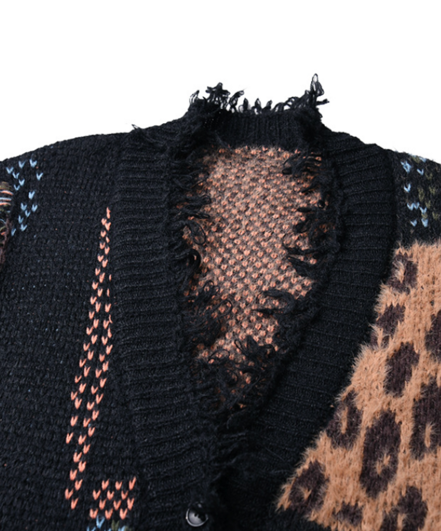 leopard print patchwork cardigan EN2575