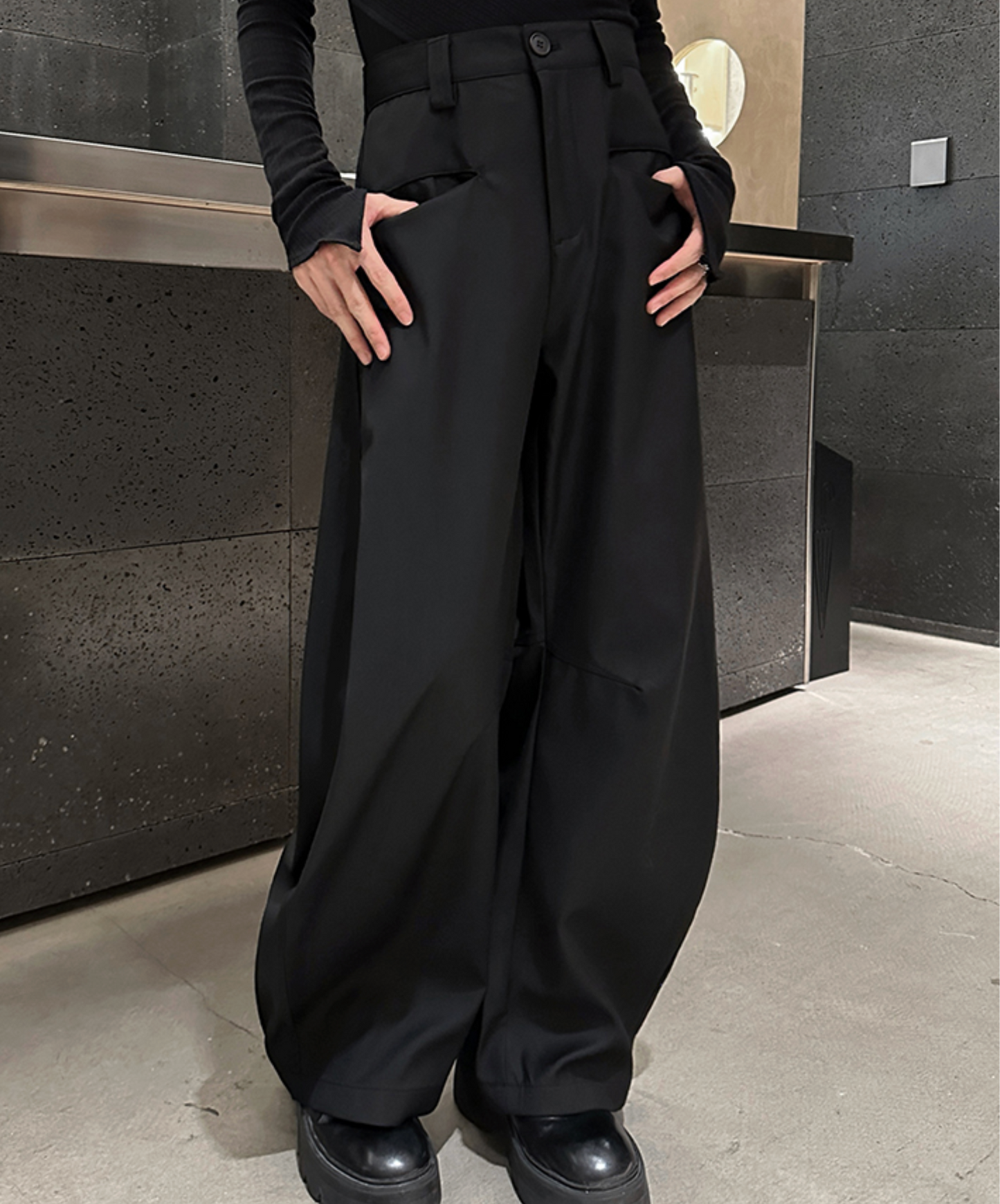 unisex clean silhouette wide pants EN2491