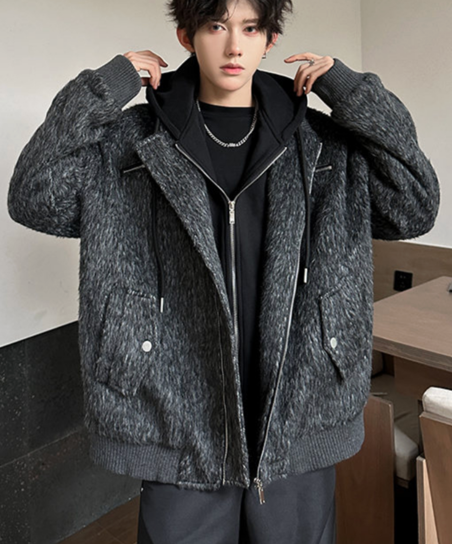 fake two-piece casual hoodie EN2550