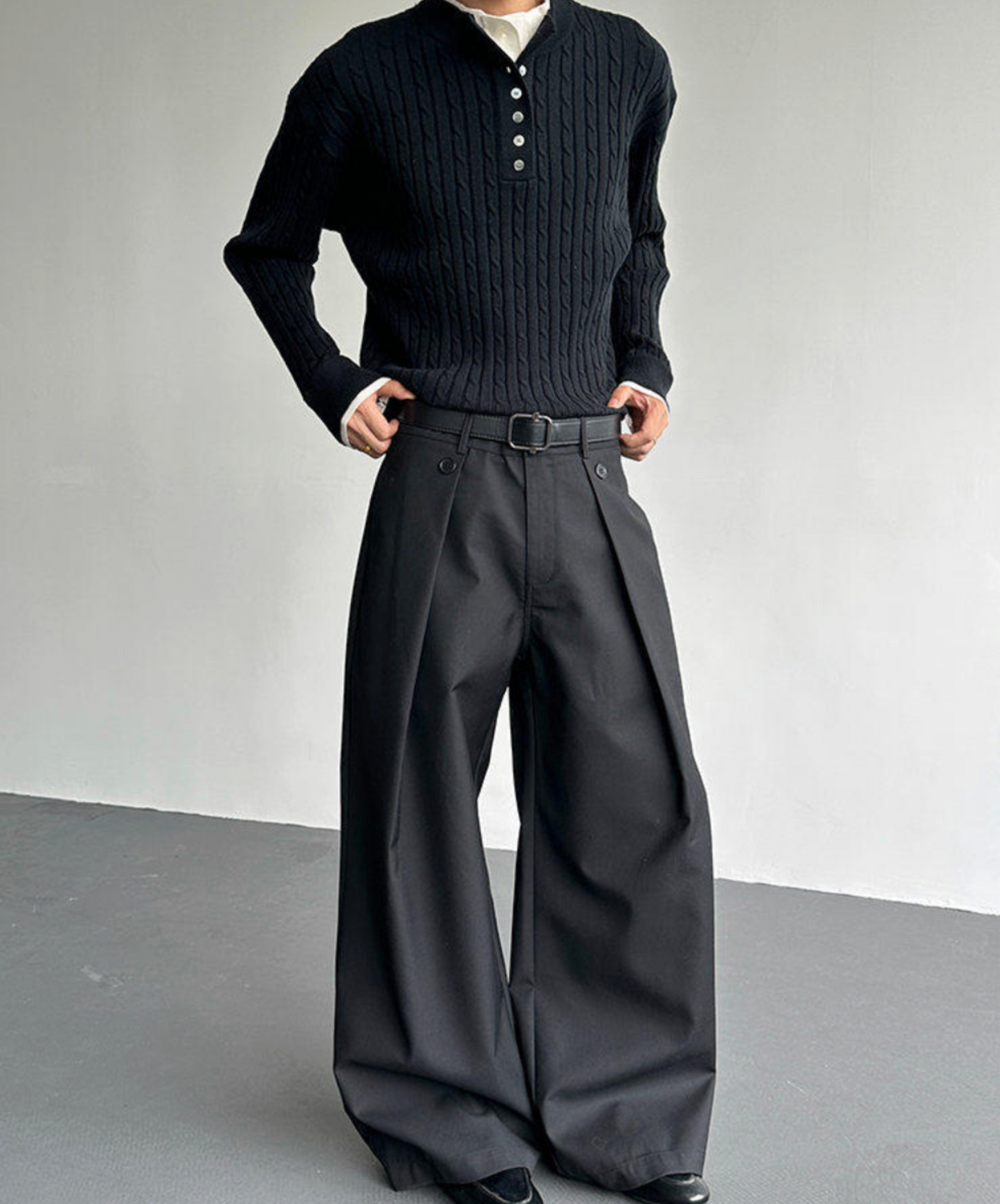 a-line draped cut wide pants EN2649