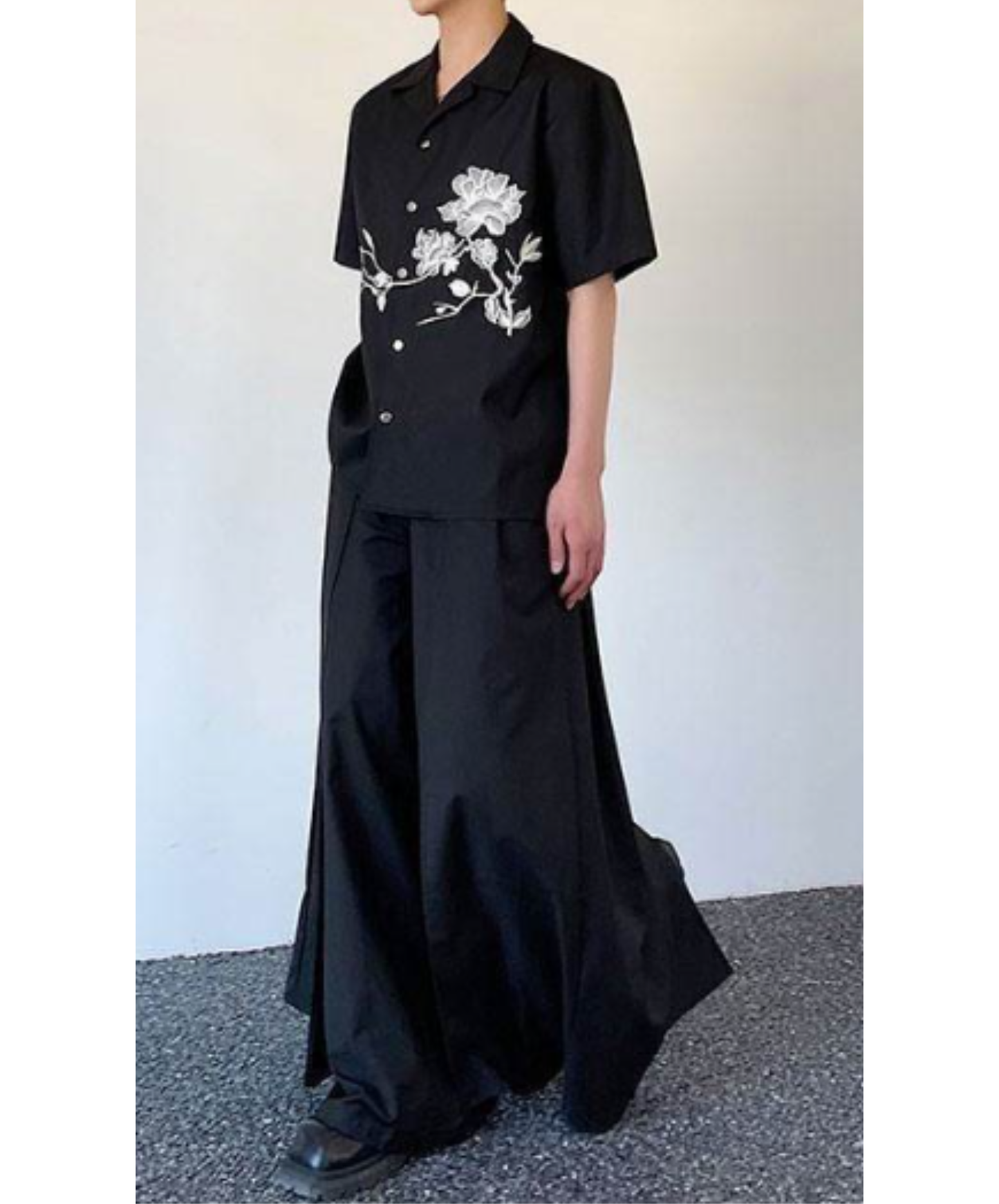 dark retro flower embroidery shirt EN2904