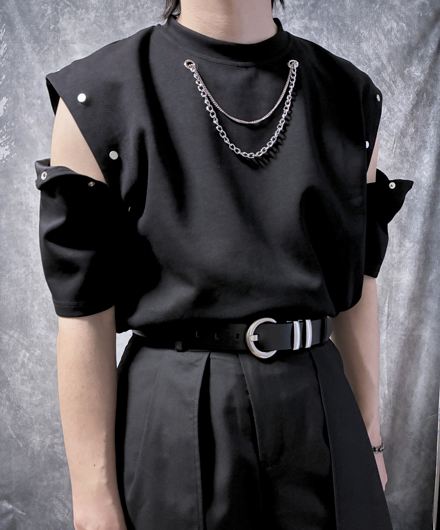 【style105】dark mode outfit set EN3059（vest + t-shirt + pants set）