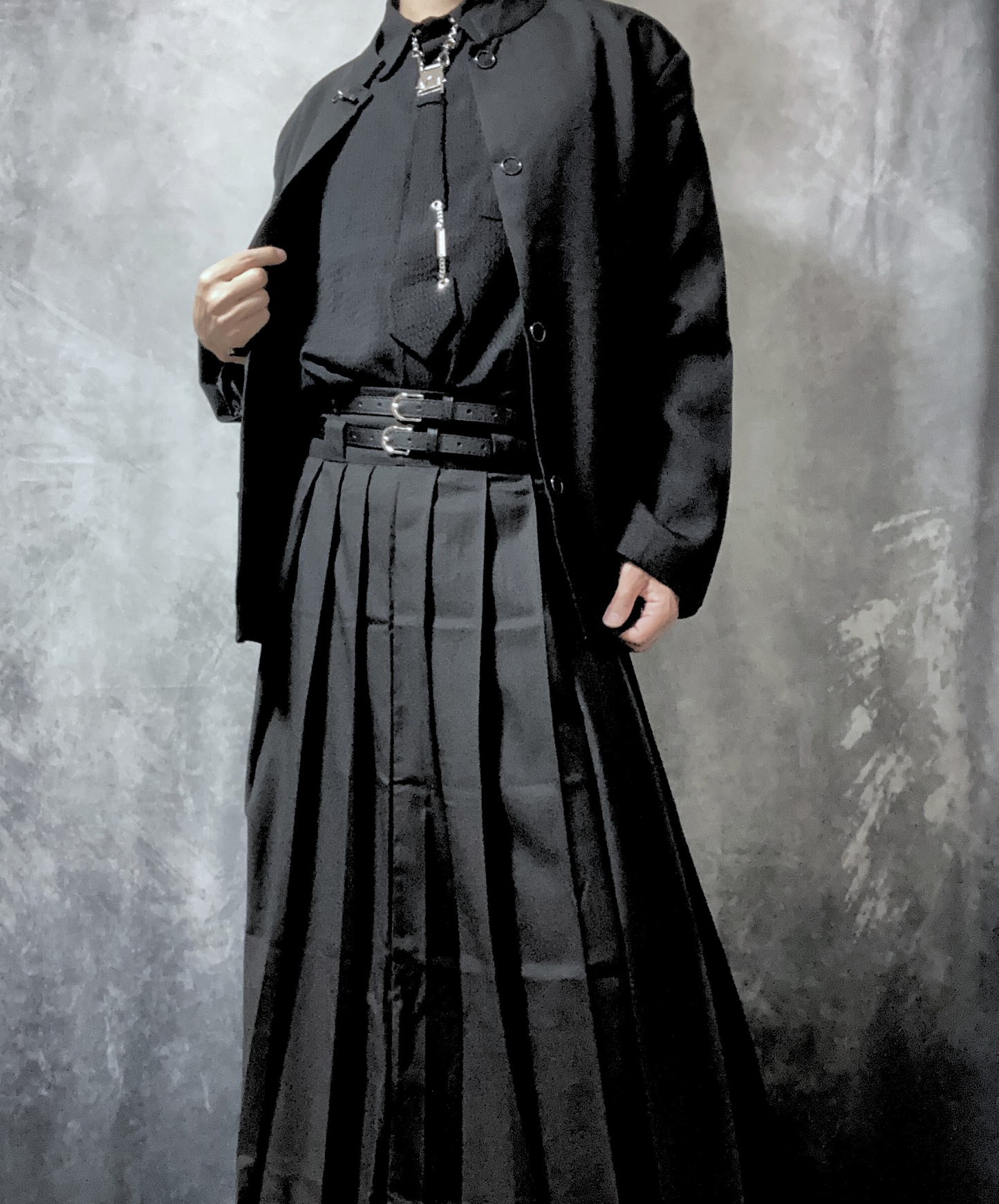 【style51】dark mode outfit set EN1848（jacket + shirt + skirt set）