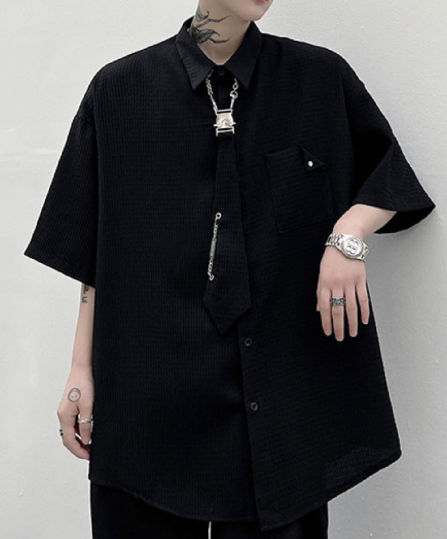 【style82】dark mode outfit set EN2553（jacket + shirt + pants set）