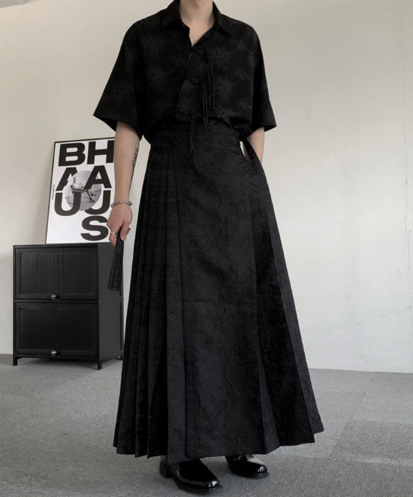 jacquard pleated loose fit skirt EN2705