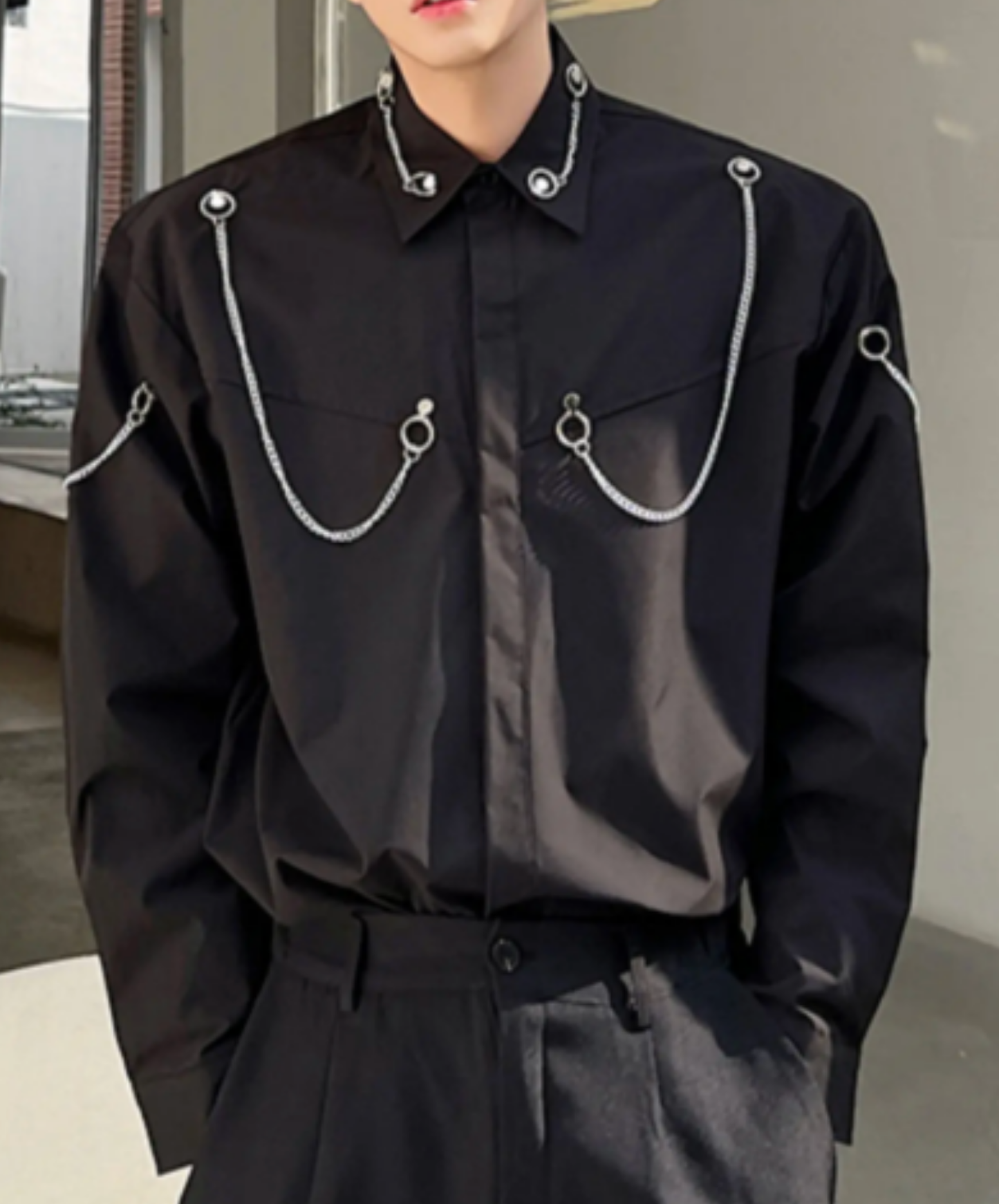 korean-style chain decoration shirt EN2836