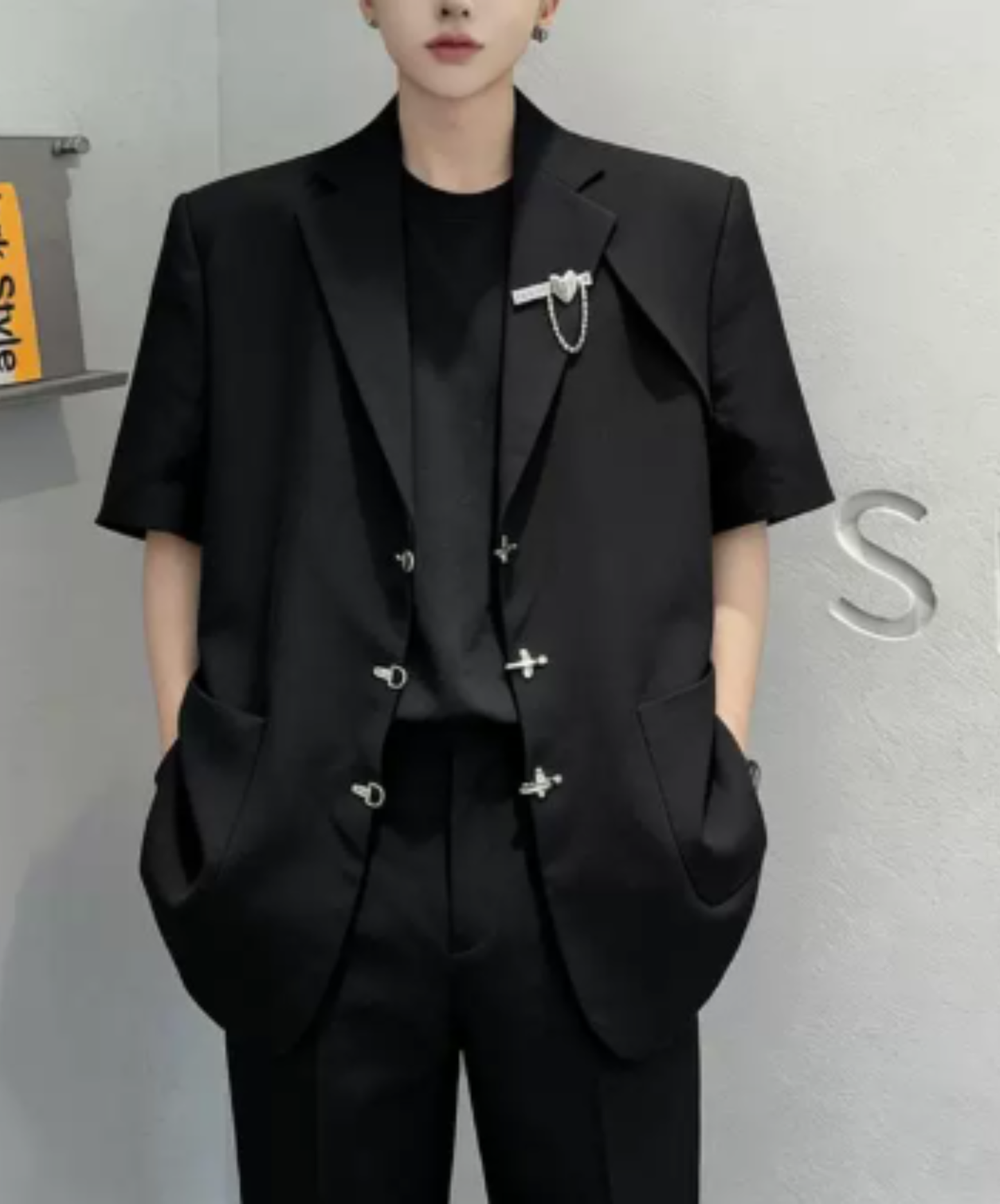 short-sleeved shirt metallic embellishments jacket EN2877