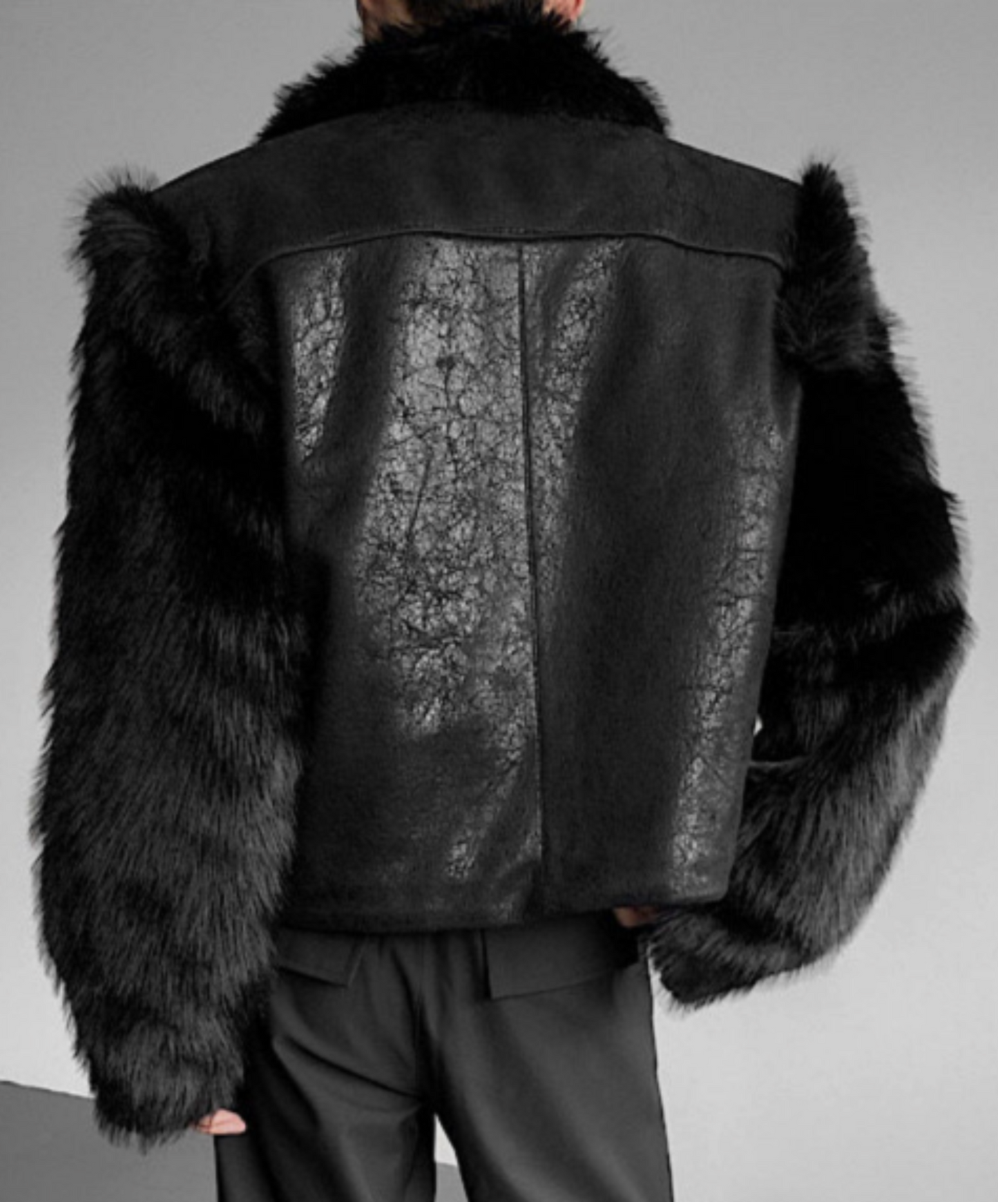 patchwork fur shorts jacket EN2530