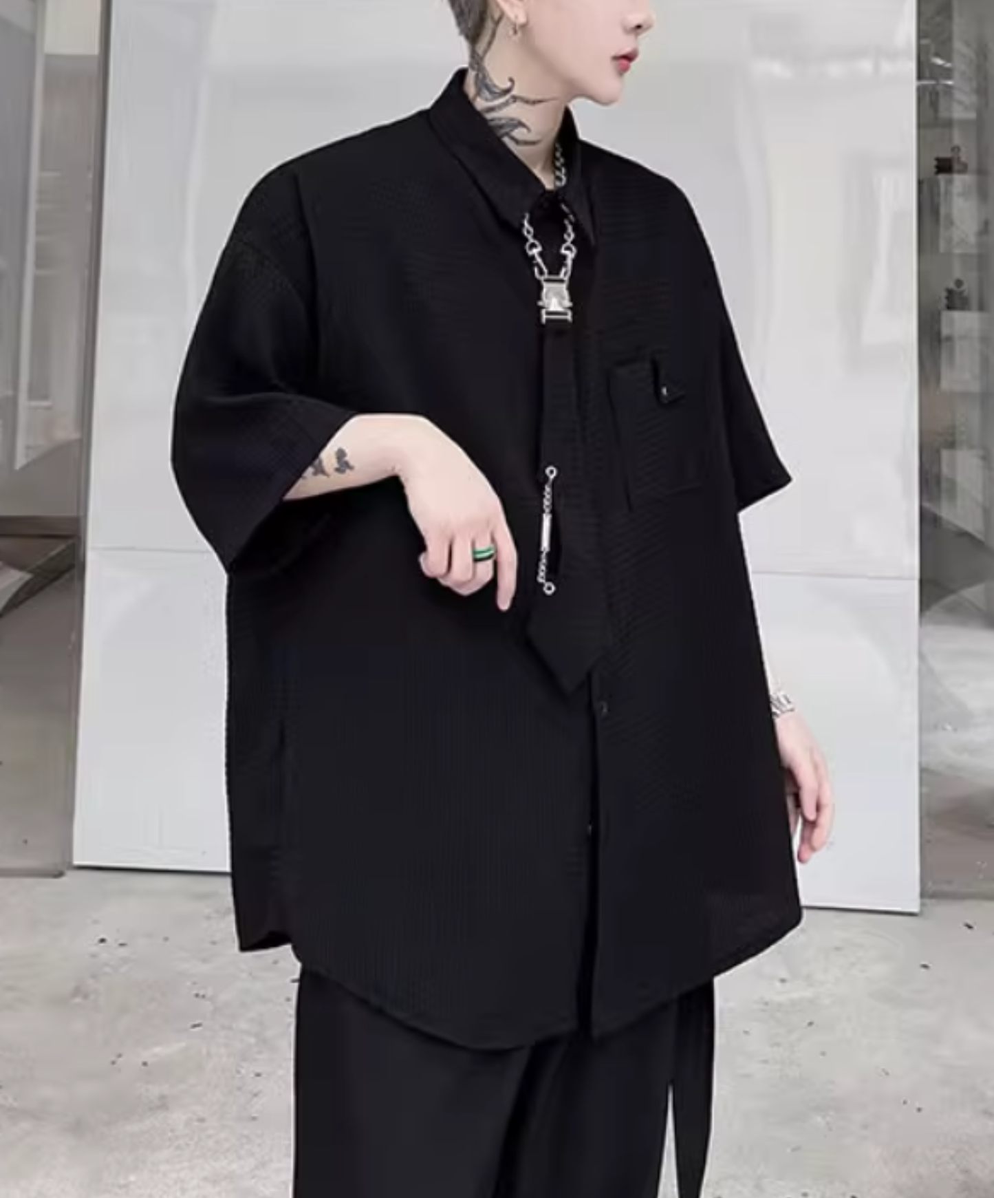 【style79】dark mode outfit set EN2535（jacket + shirt + pants set）