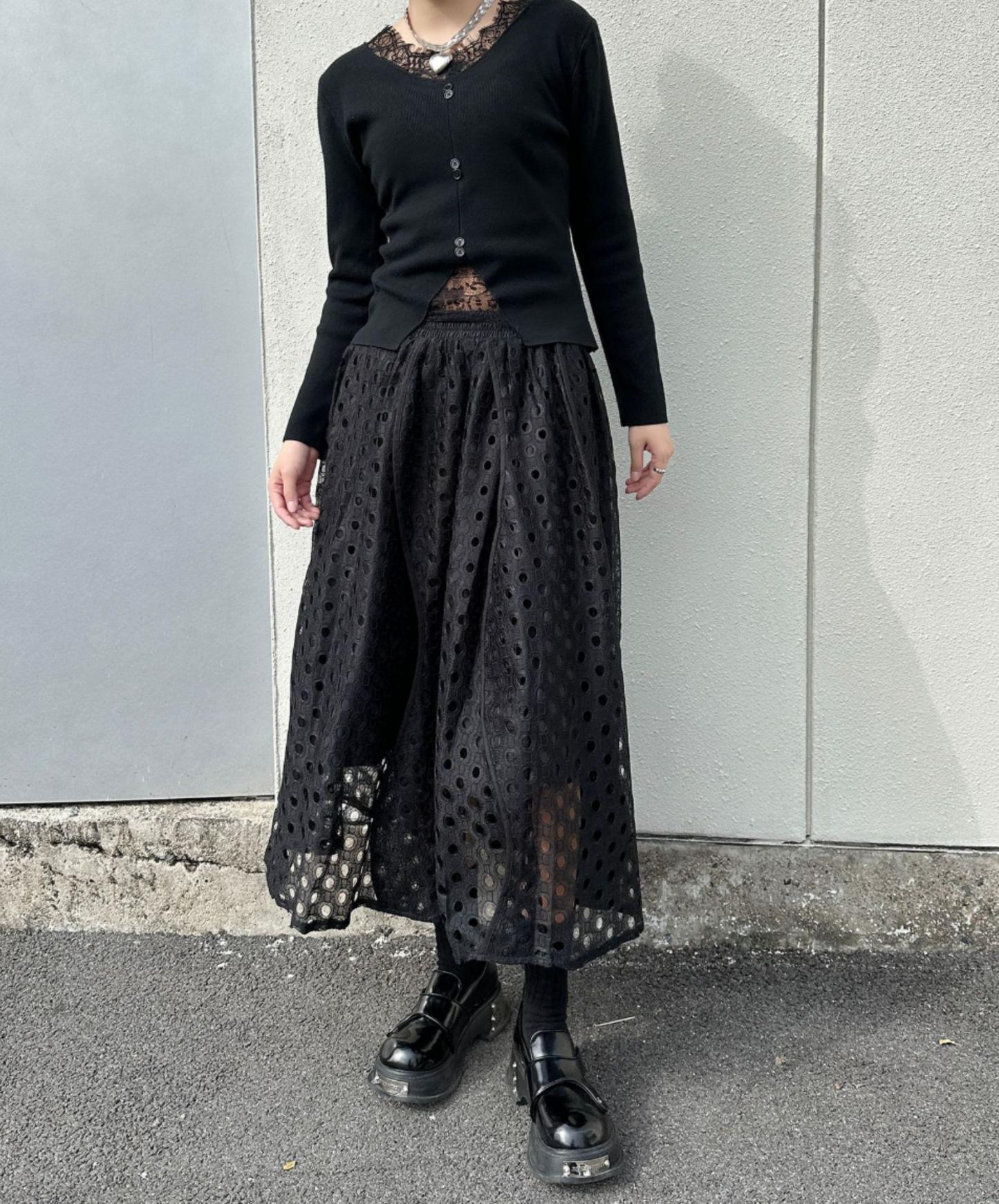 dark eyelet lace a-line skirt EN2335