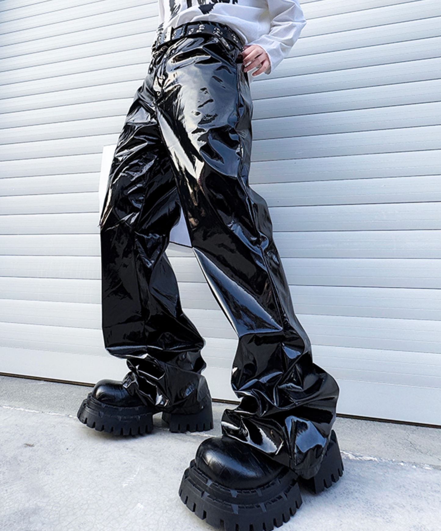 pu glossy casual pants EN2502