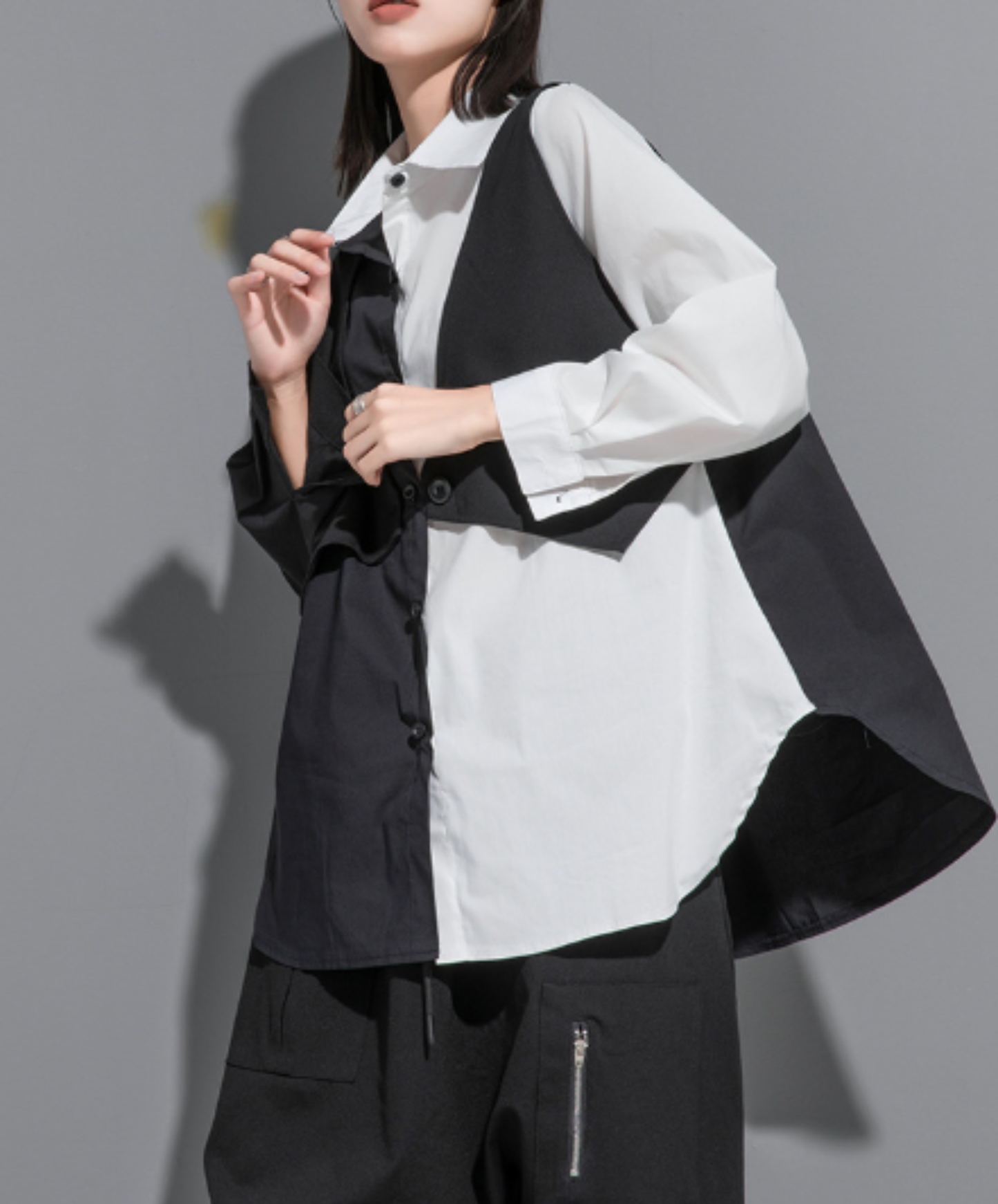 Includes a faux-layered vest shirt EN3118
