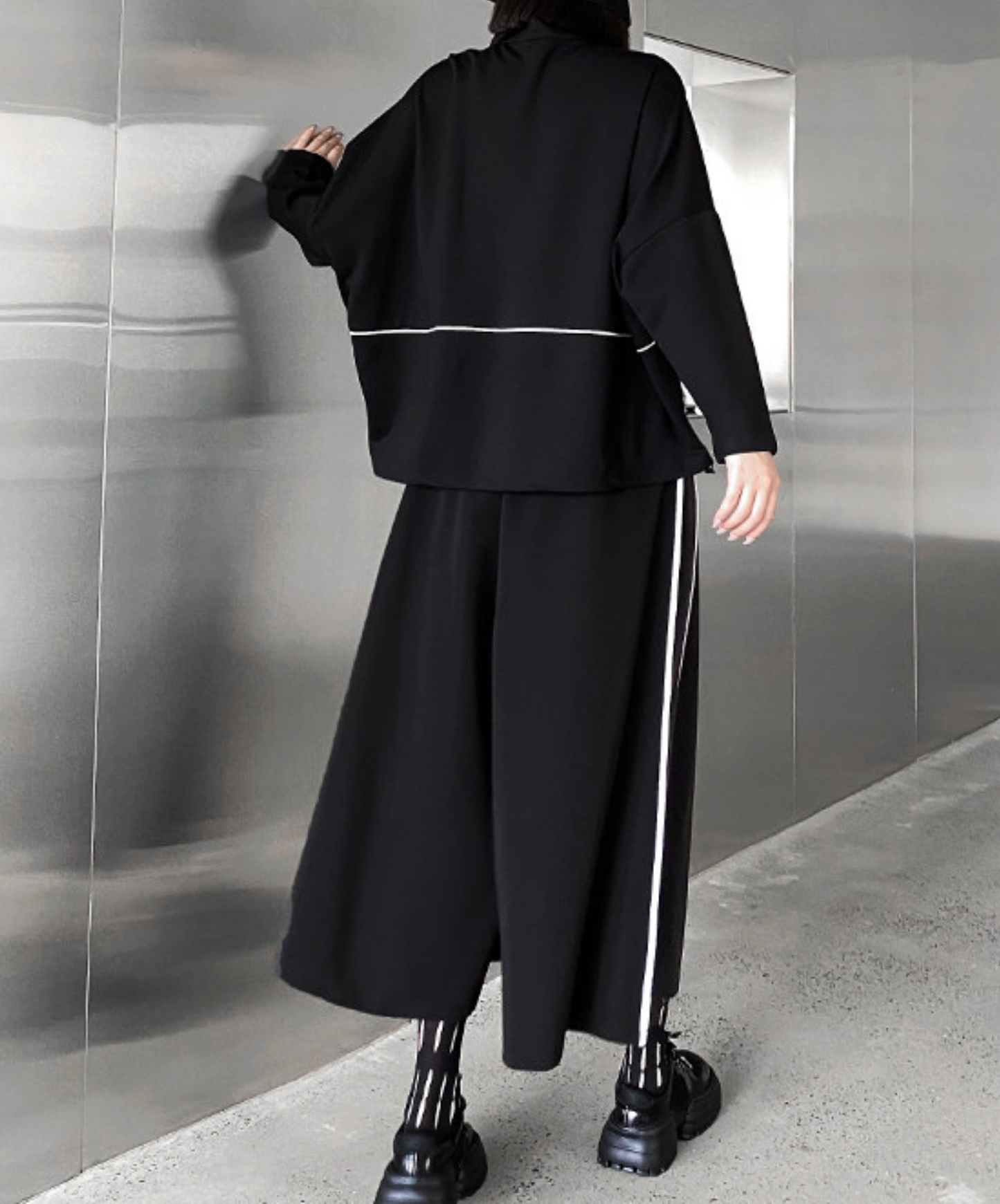 batwing sleeve white line sweatshirts EN2709