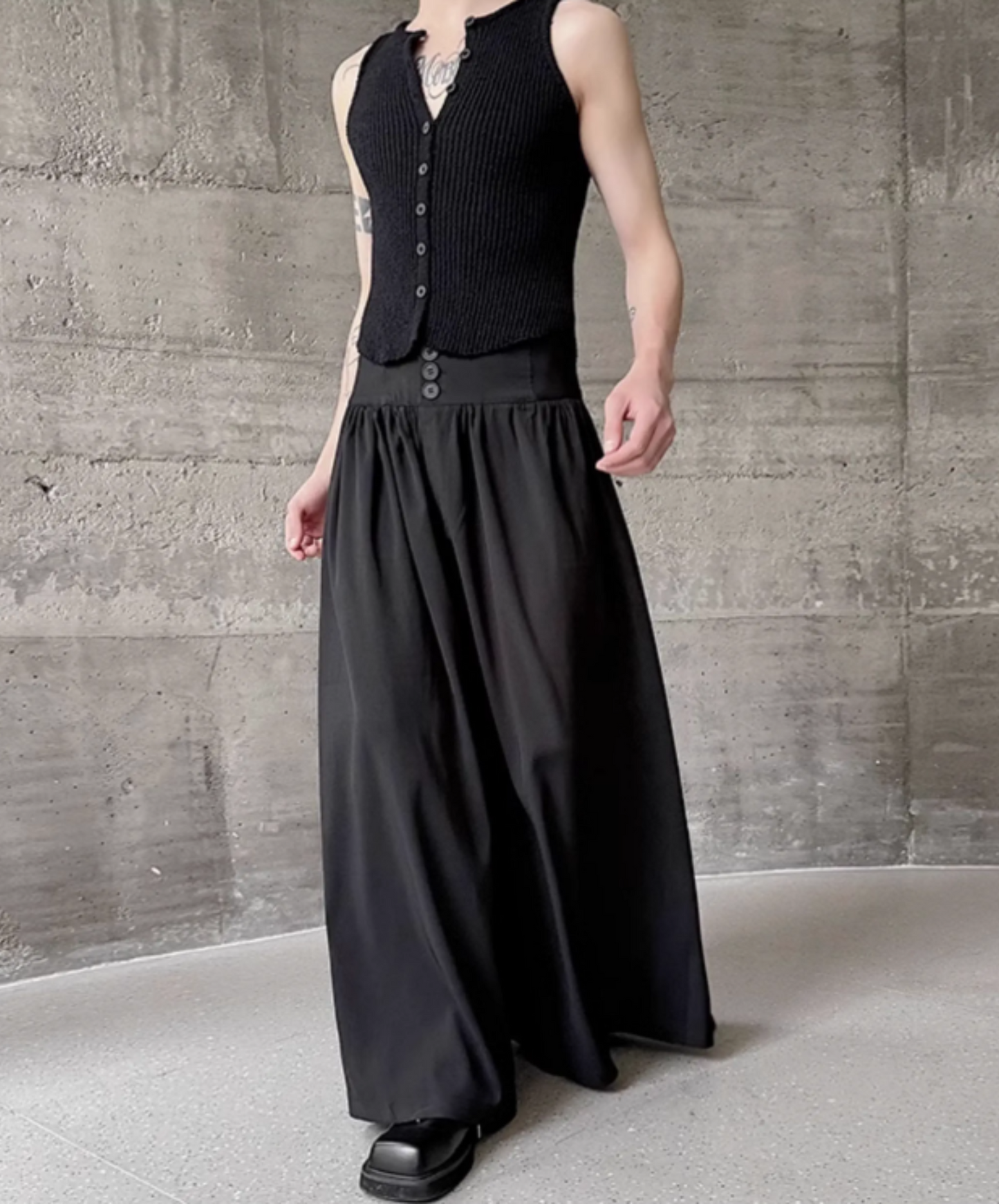 dark wide silhouette pants EN1855