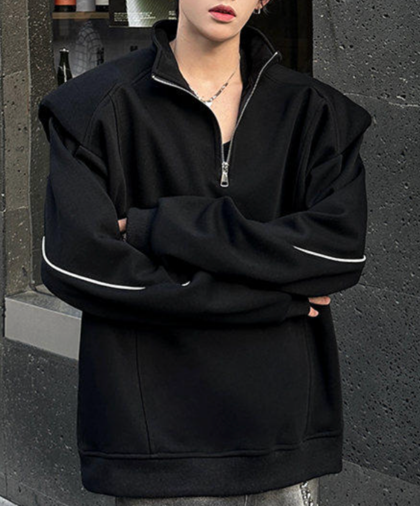 turtleneck zipper and fleece lining sweatshirt EN2683