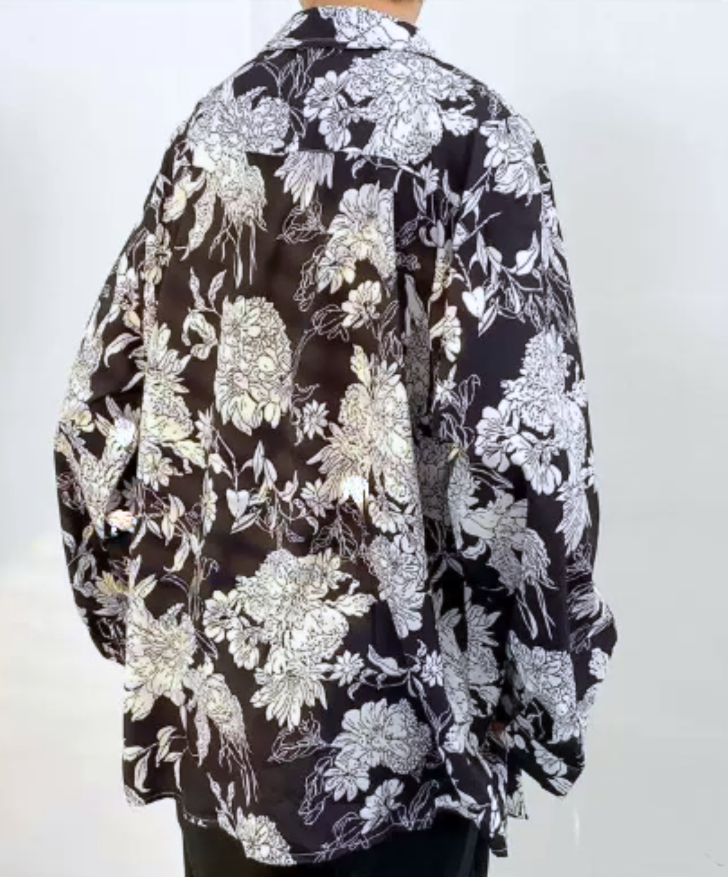 monochrome retro floral pattern shirt EN3108