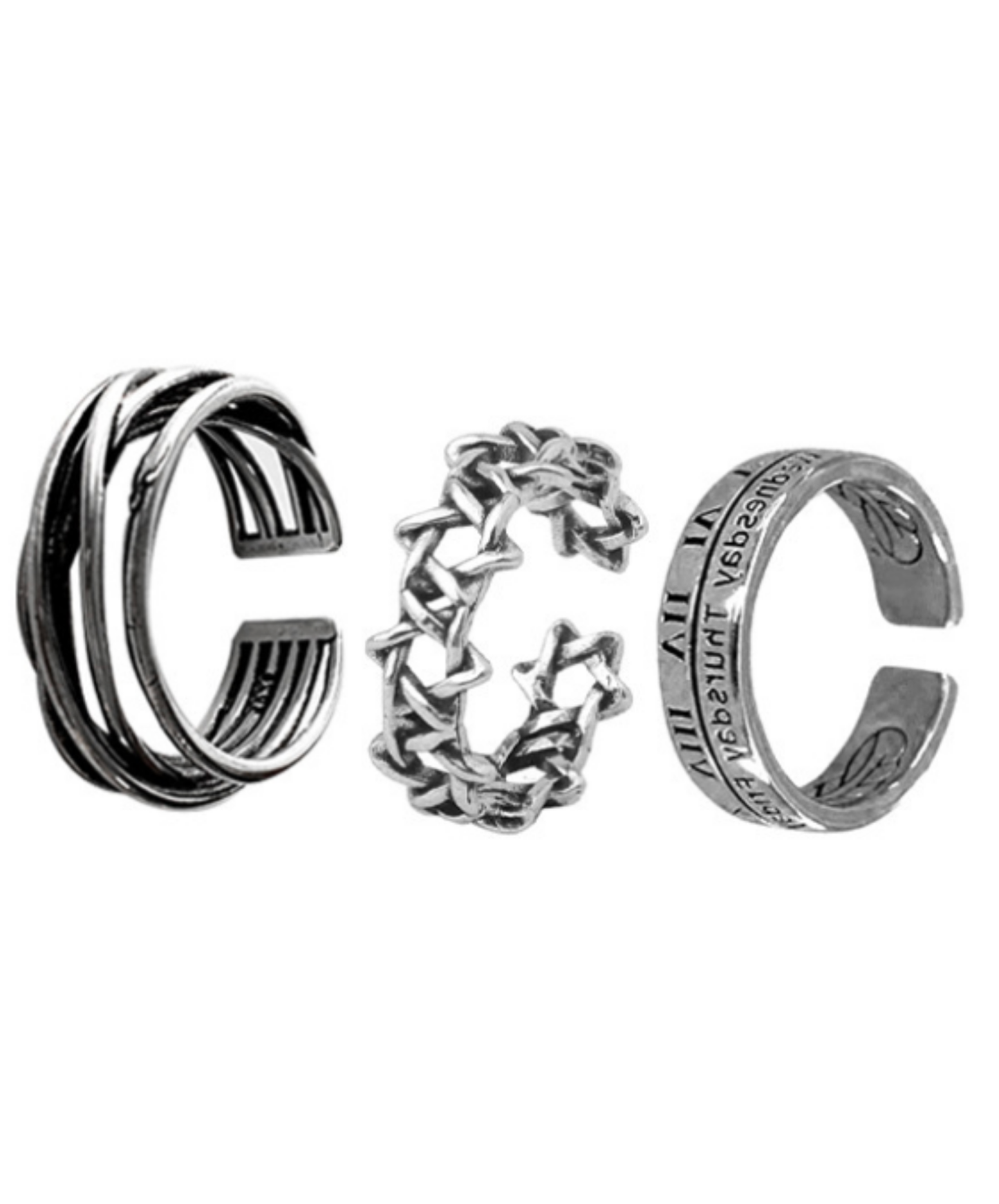 stars, crosses, and engravings ring EN2772