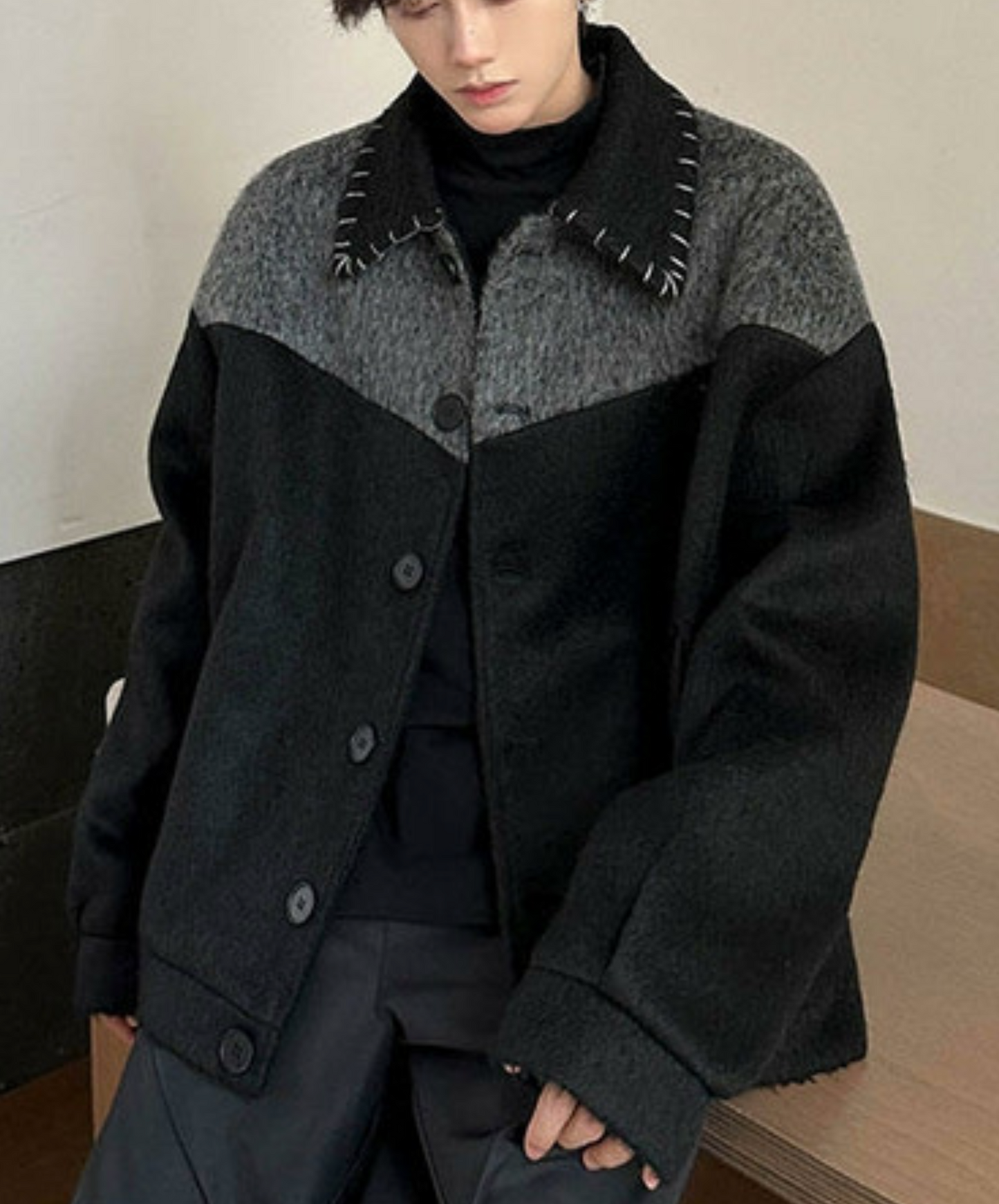 contrast color stitching jacket EN2385